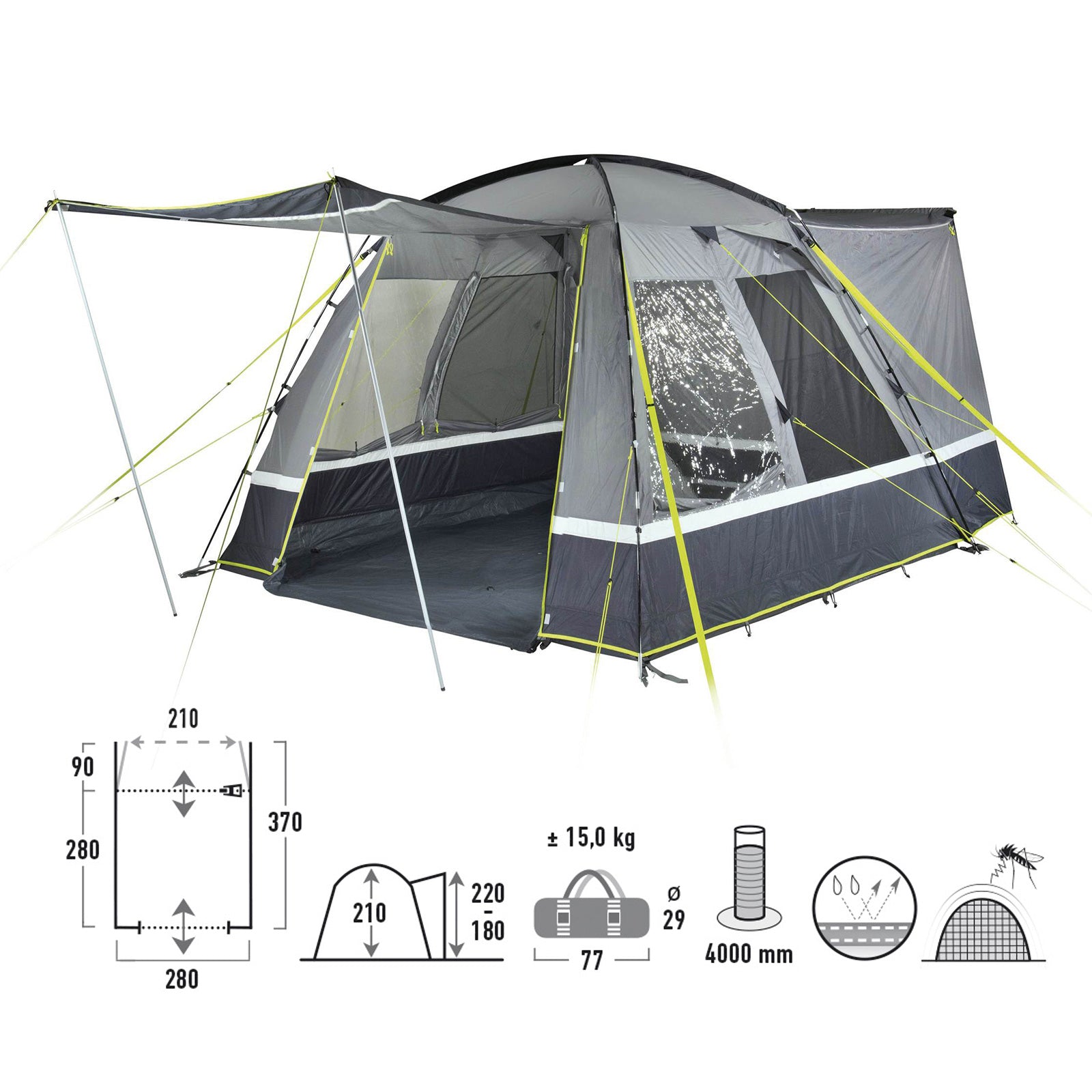 HIGH PEAK bus tent Trentino 2.0 Van SUV VW camping tent awning bus awning 4000mm
