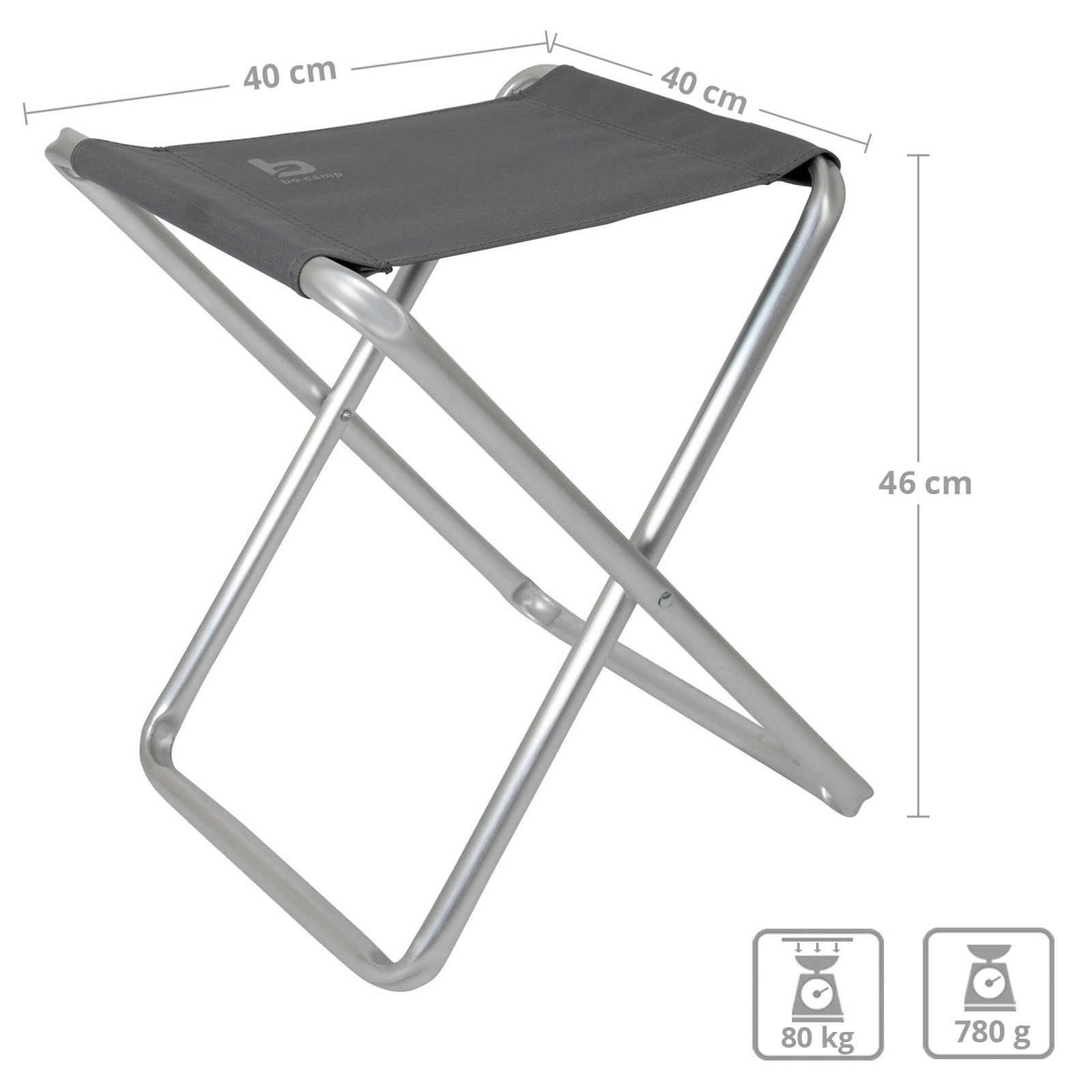 BO-CAMP Mini tabouret de camping en aluminium, tabouret pliant, tabouret de pêche, siège pliant, tabouret pliable