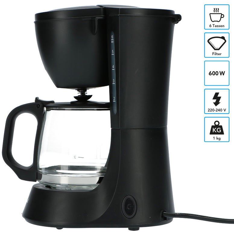 MESTIC Camping Coffee Machine MK-60 Filter Coffee Fully Automatic Glass 6 Cups 600W