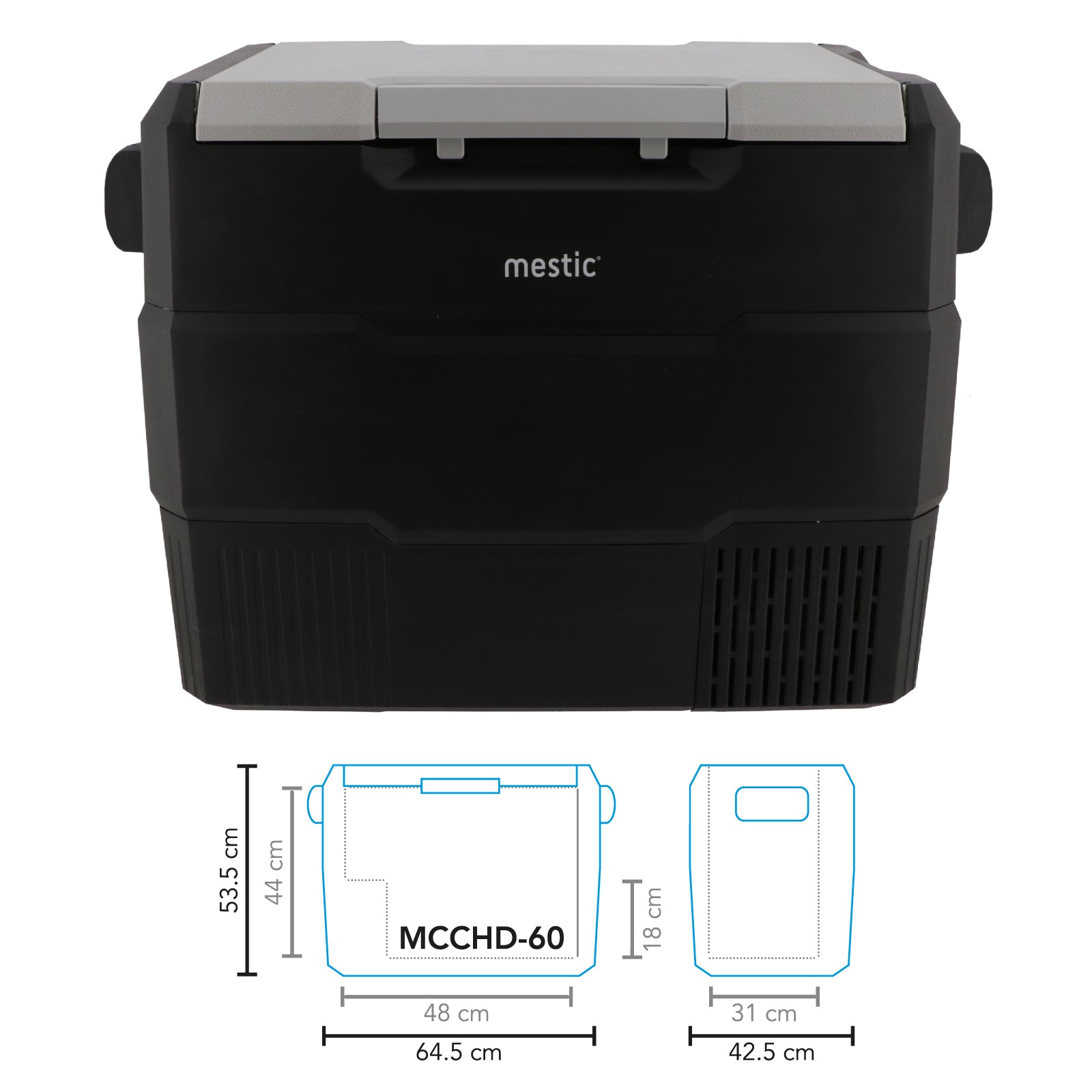 MESTIC Compressor Cooler MCCHD-60 L Car Freezer Box Camping AC/DC 12/24V 230V