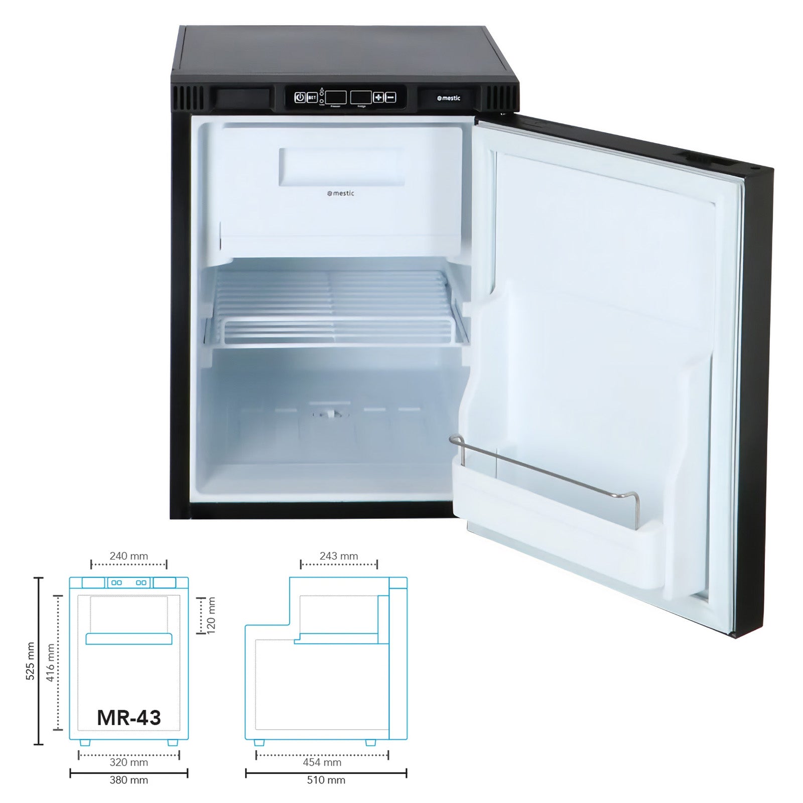 MESTIC Kompressor Kühlschrank MR-43 Wohnwagen Caravan Einbaukühlschrank Camping