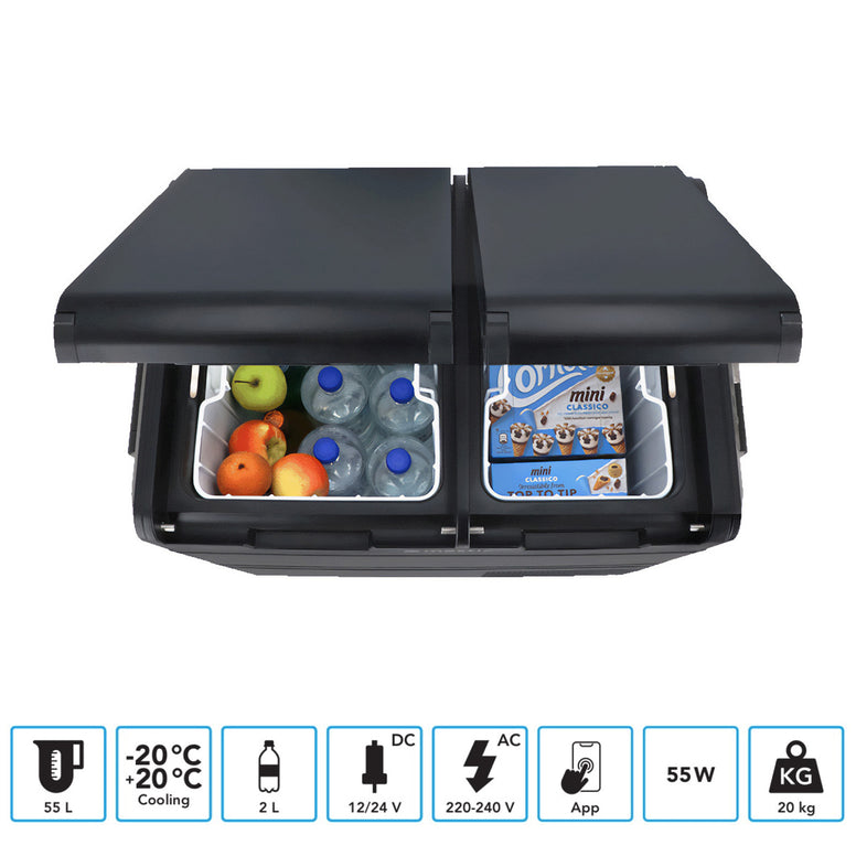 MESTIC Kompressor Kühlbox MCCM-55 L Dual Zone Auto Camping AC/DC 12/24V 230V