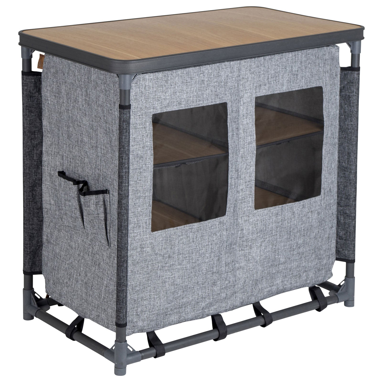 BO-CAMP Camping Kitchen XL Folding Cupboard Fabric Chest of Drawers Caravan Table Large Foldable