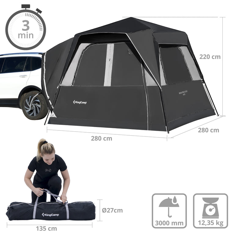 KINGCAMP Heckzelt Riverstone Lodge Bus Vorzelt SUV Van Familien Zelt Campingzelt