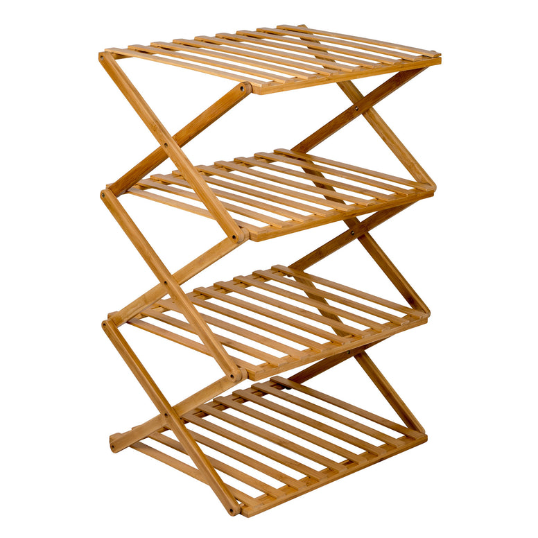 BO-CAMP Camping Shelf Fitzroy - Folding Cabinet Folding Shelf Furniture Bamboo Wood Foldable