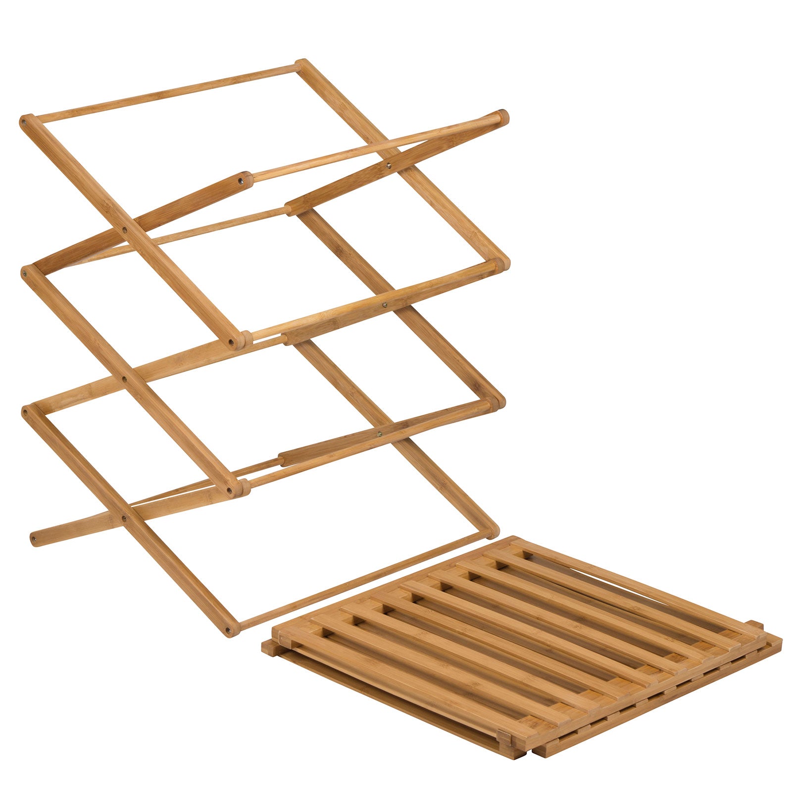 BO-CAMP Camping Shelf Fitzroy - Folding Cabinet Folding Shelf Furniture Bamboo Wood Foldable