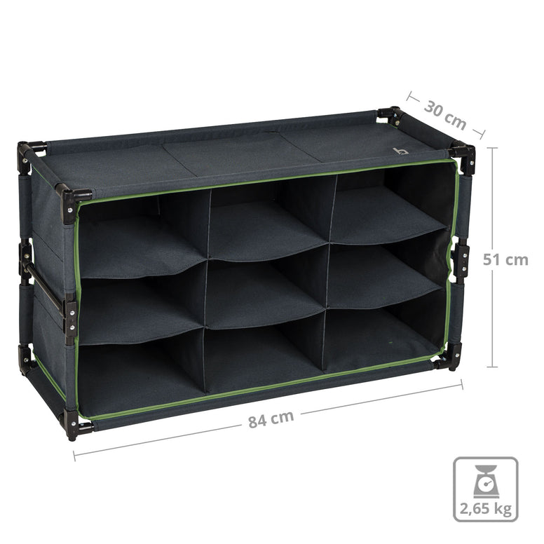 BO-CAMP Faltschrank Camping Schrank Regal Zelt Organizer Garderobe 9Fä