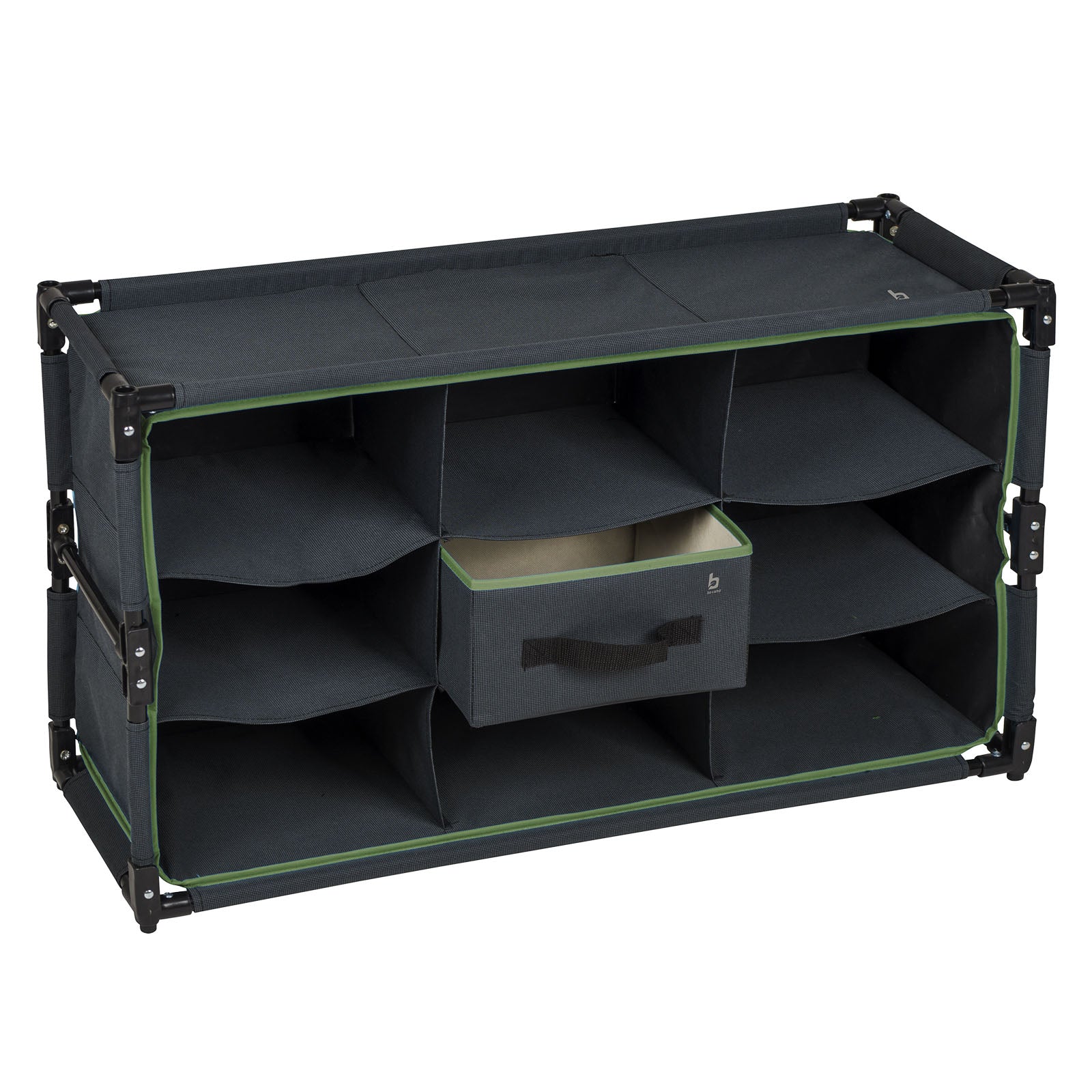 BO-CAMP Faltschrank Camping Schrank Regal Zelt Organizer Garderobe 9Fächer Stahl