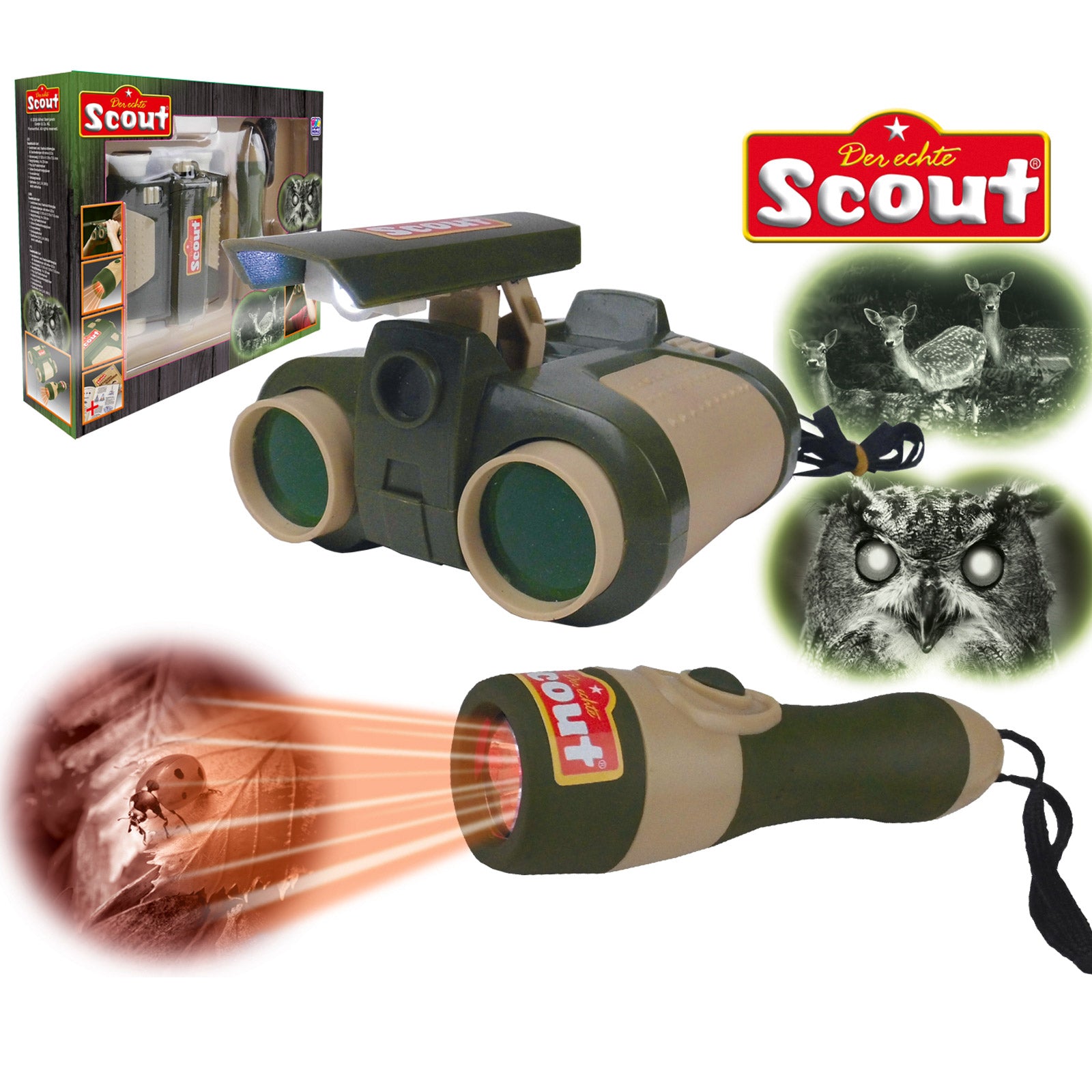 SCOUT Night Vision Set Children's Binoculars + Flashlight - Binoculars Educational Toy
