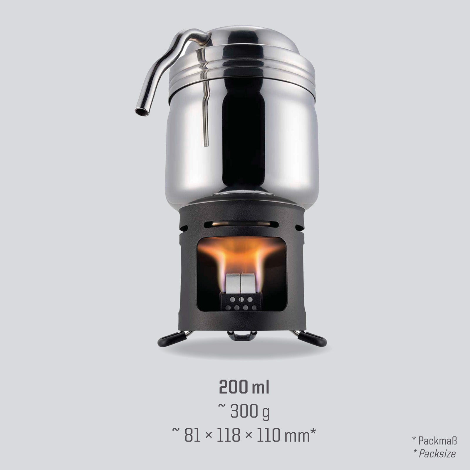 ESBIT Camping Kaffeekocher Trockenbrennstoff Kochset Mini Kocher Edelstahl 200ml