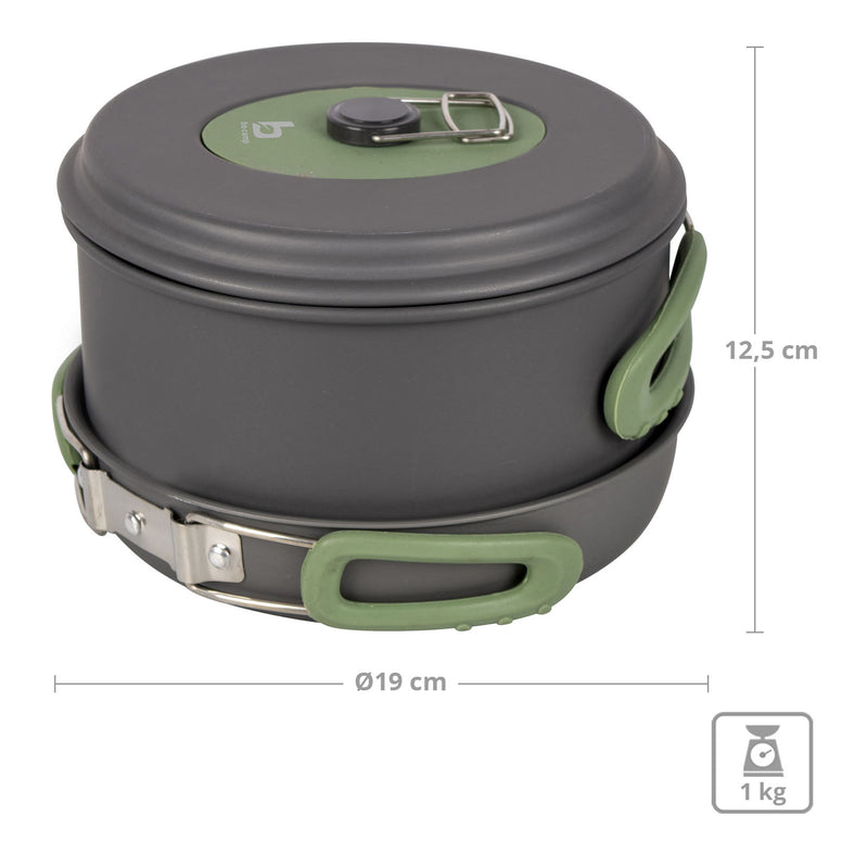 Ensemble de cuisine en aluminium BO-CAMP 4 pièces ustensiles de cuisine de camping marmite de trekking poêle extérieure