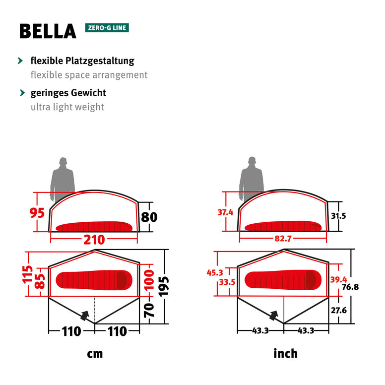 WECHSEL Trekkingzelt Bella 1-2 Personen Geodät Camping Fahrrad Biwak Zelt 1,4 kg