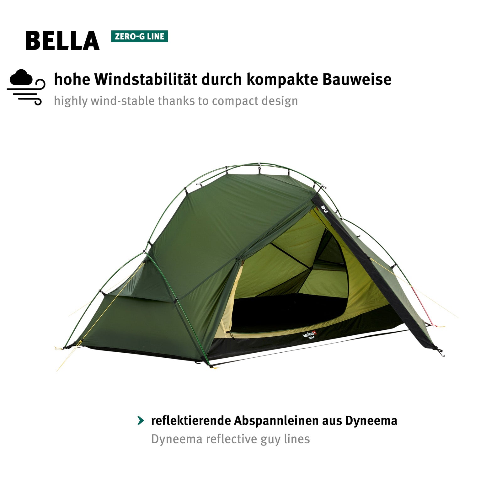 WECHSEL Trekkingzelt Bella 1-2 Personen Geodät Camping Fahrrad Biwak Zelt 1,4 kg