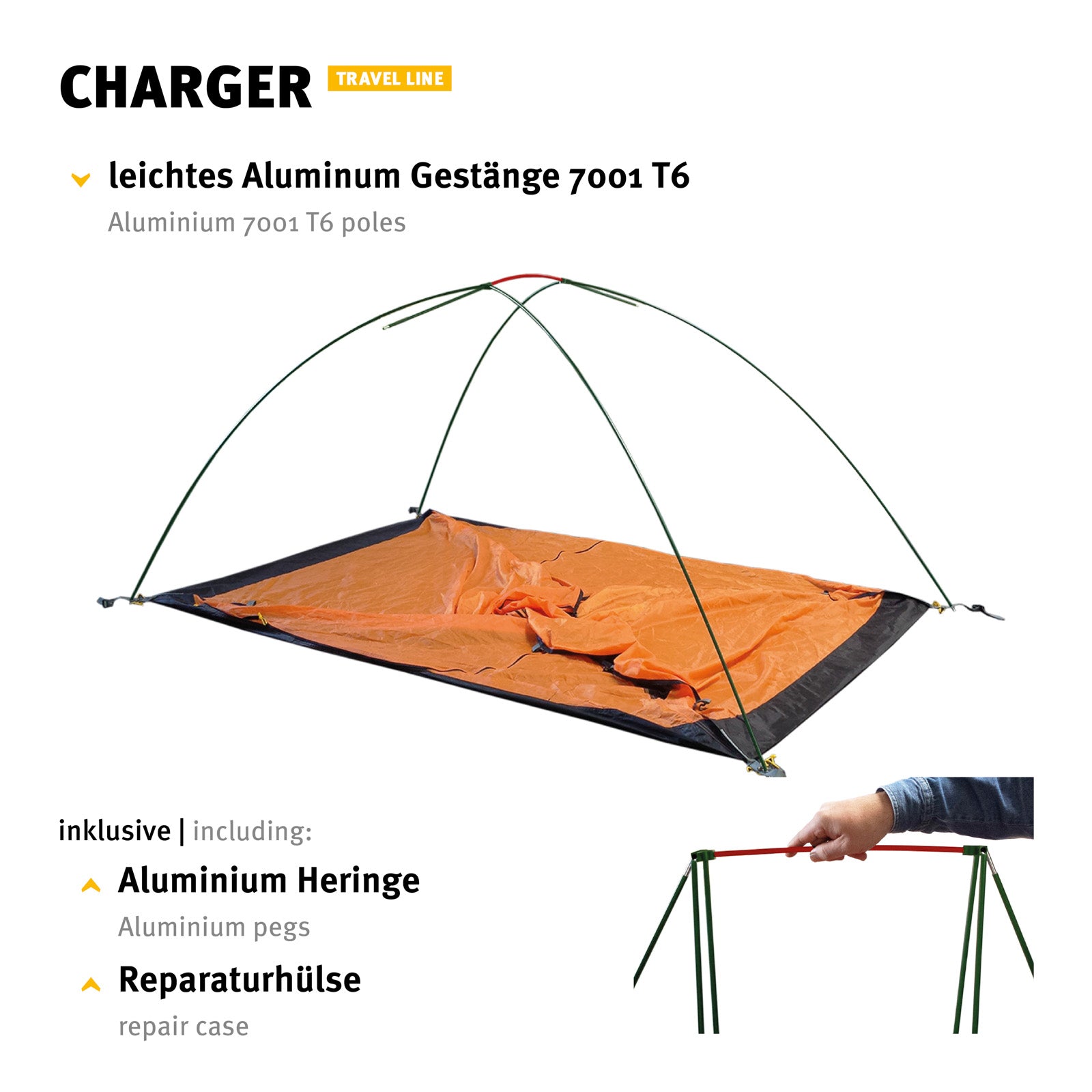 WECHSEL Trekkingzelt Charger 2 Personen Camping Fahrrad Geodät Zelt Biwak 2,6 kg
