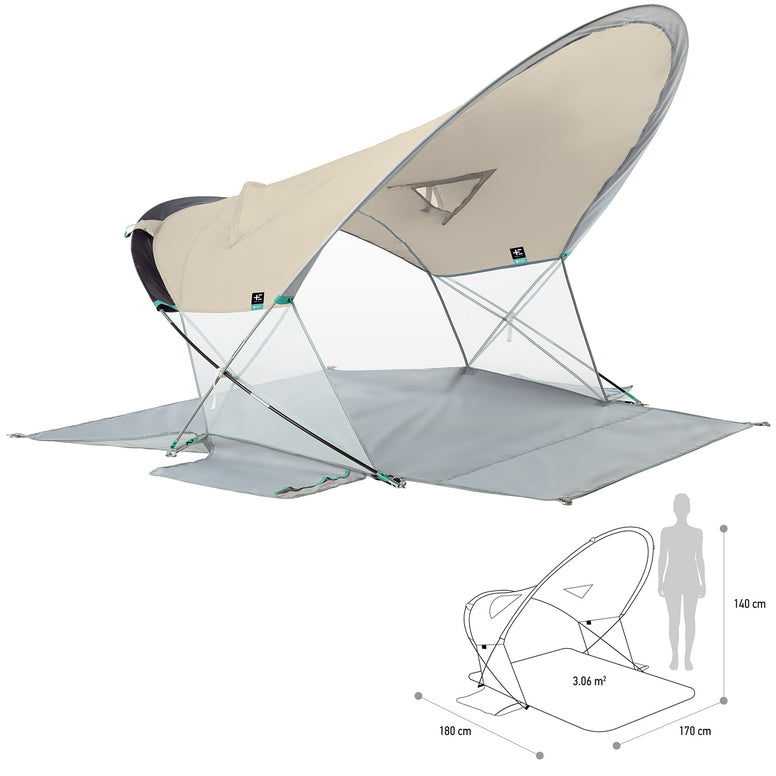 TERRA NATION Beach Shelter Roa Kohu rPET Beach Tent Wind Protection UPF50 Recycled