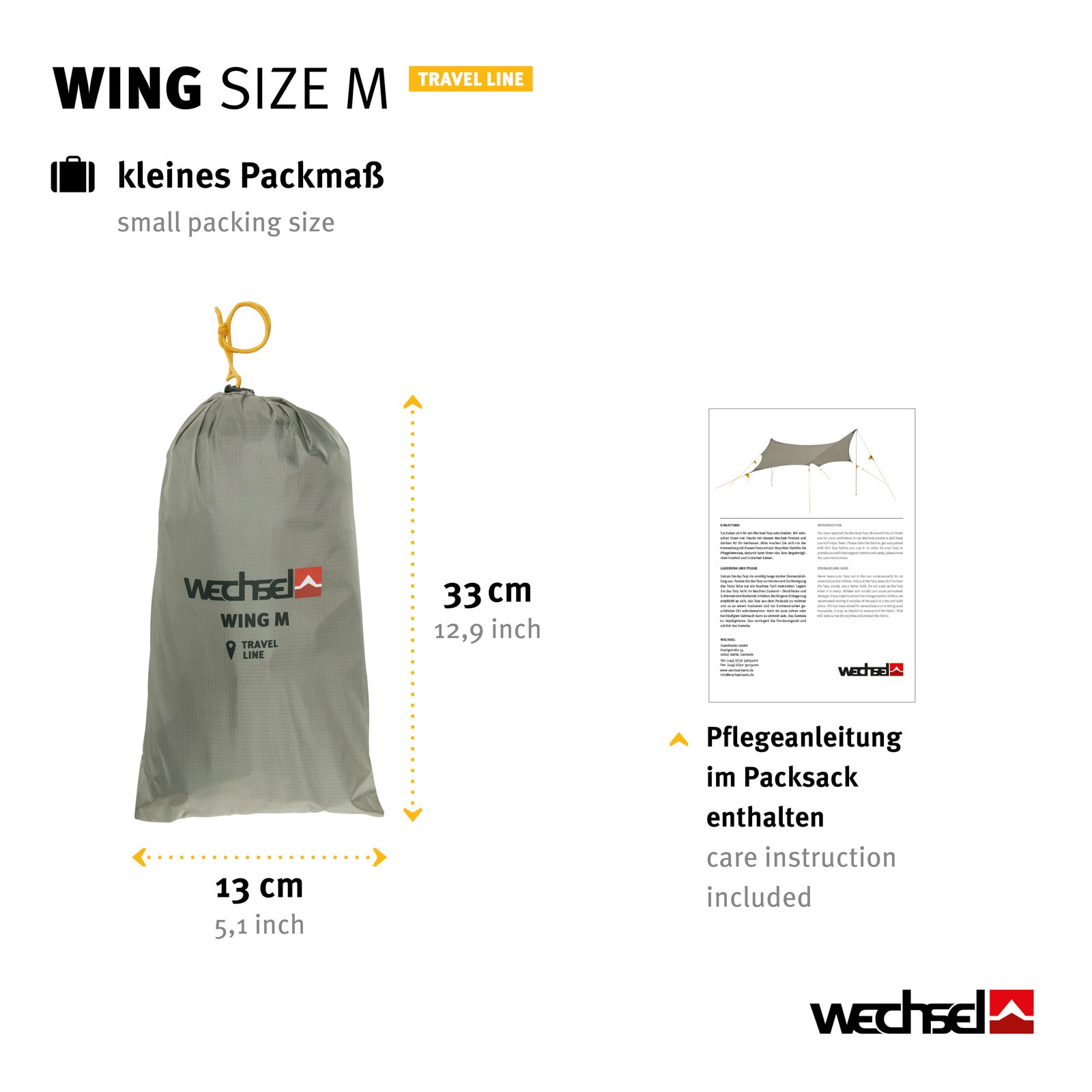 WECHSEL Tarp Wing M Camping Parasol Avant Tente Toit Bâche Housse de Pluie Légère