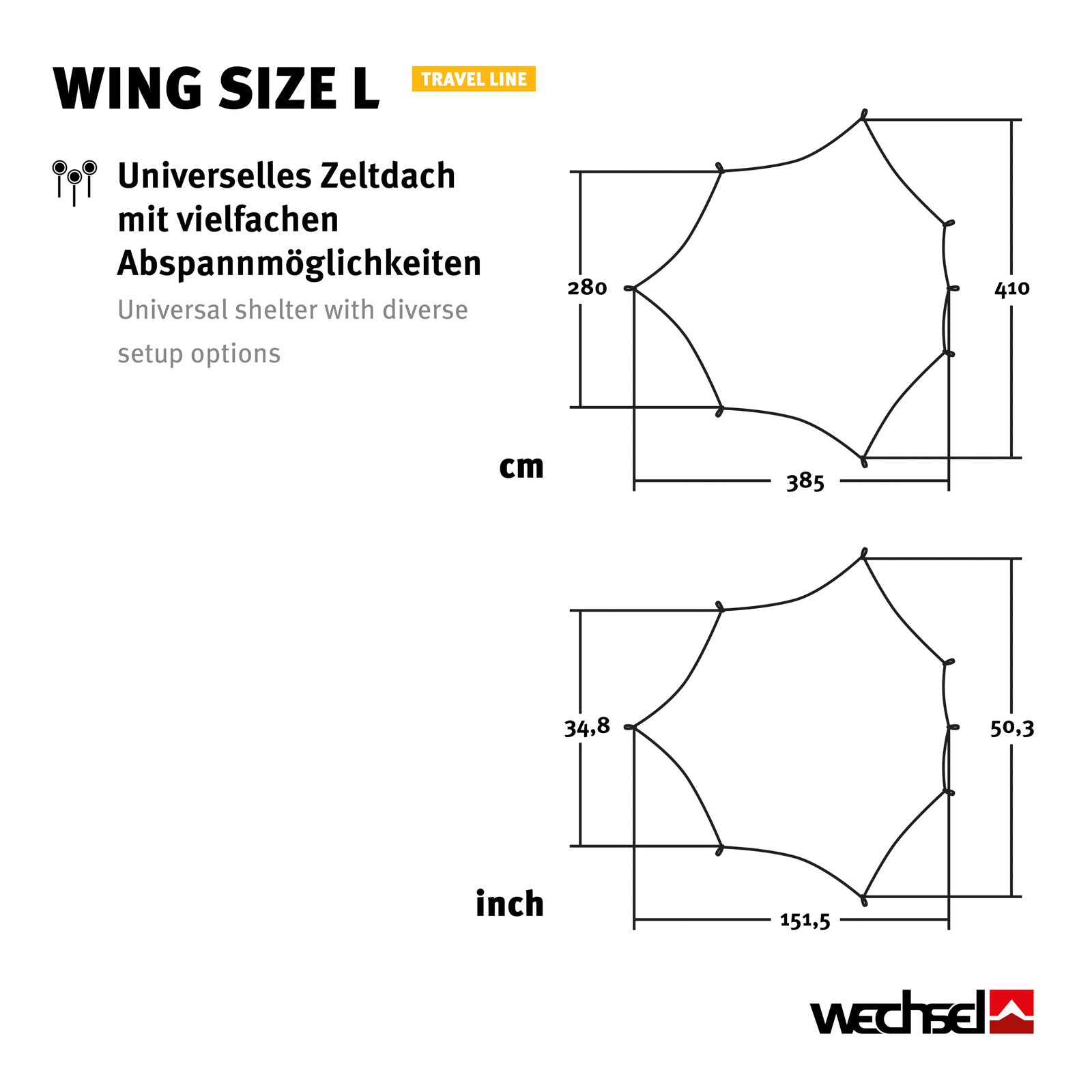 WECHSEL Tarp Wing L Camping Sunshade Front Tent Roof Tarpaulin Rain Cover Lightweight