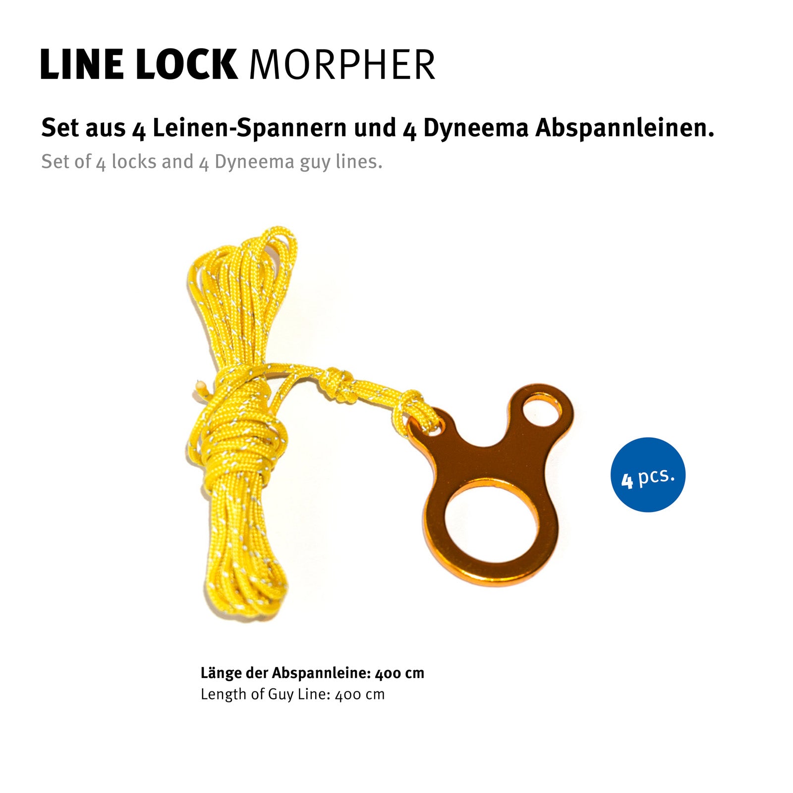 WECHSEL Seilspanner Morpher Set Dyneema Guy Line Stopper 4x Spanner Abspannleine