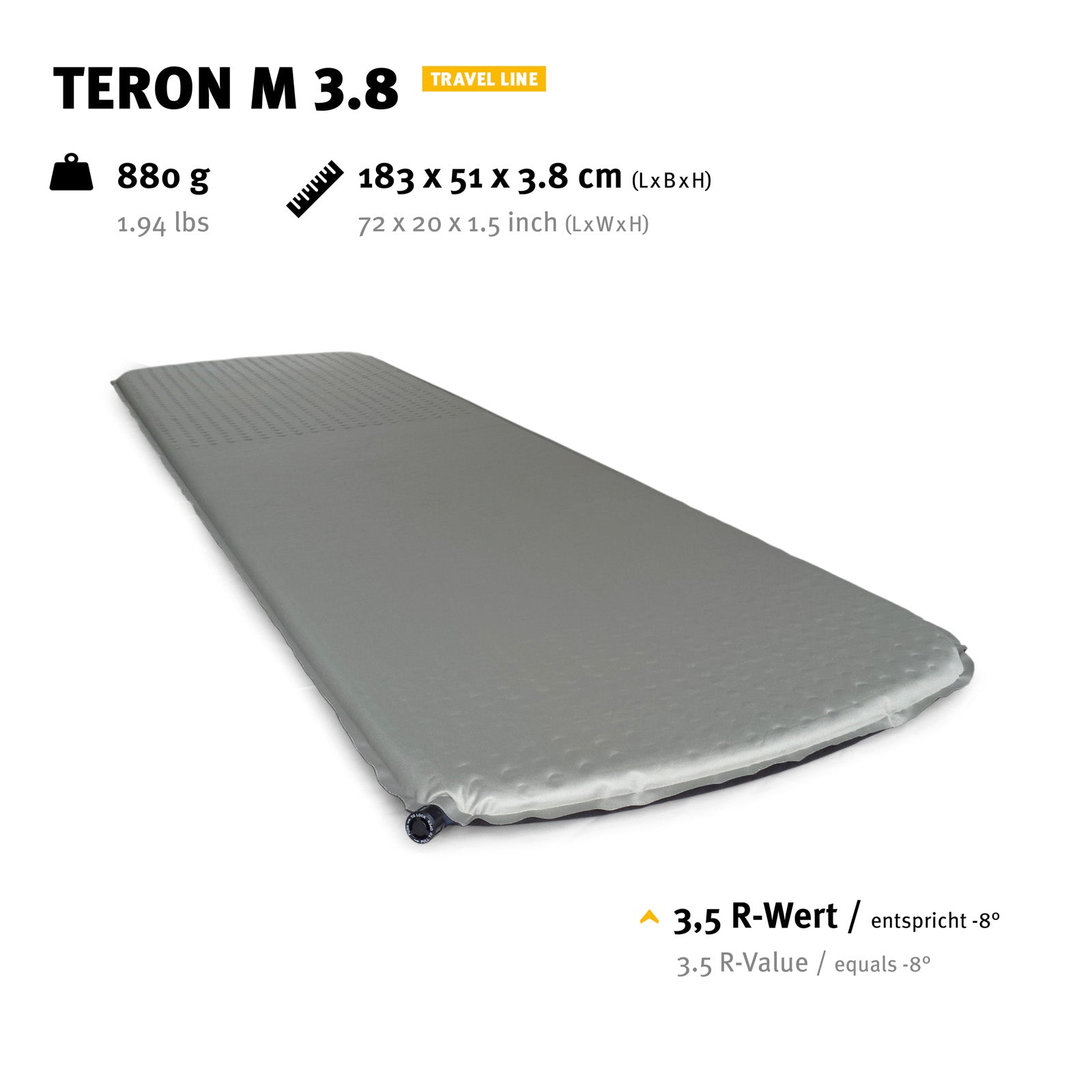 WECHSEL Isomatte Teron M 3.8 cm Luftbett Thermomatte Leicht Selbstaufblasend