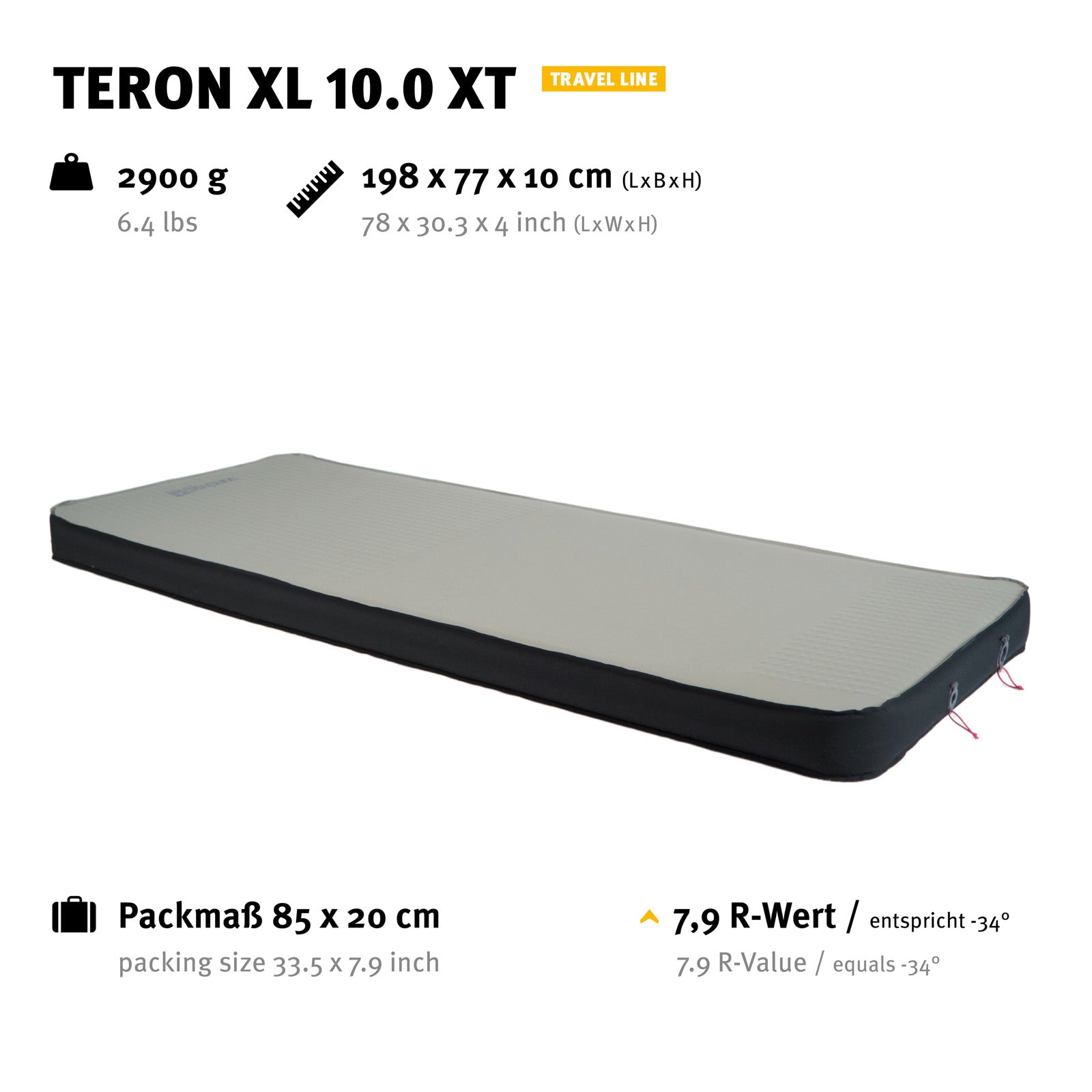 WECHSEL Isomatte Teron XL 10.0 XT Luftbett Kasten Matratze Selbstaufblasend