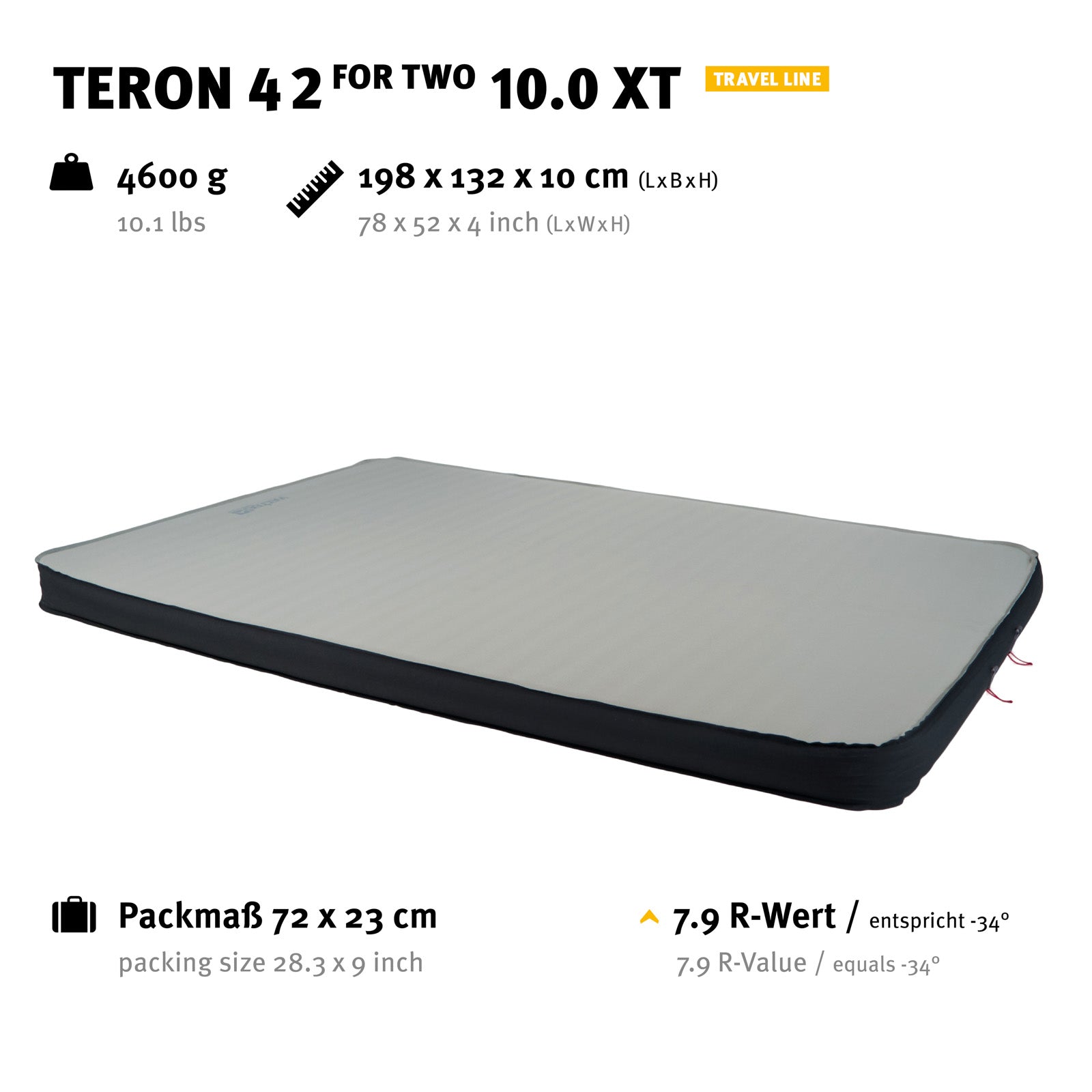 Matelas de couchage double WECHSEL Teron 42 10.0 XT Matelas pneumatique 2 personnes XL autogonflant