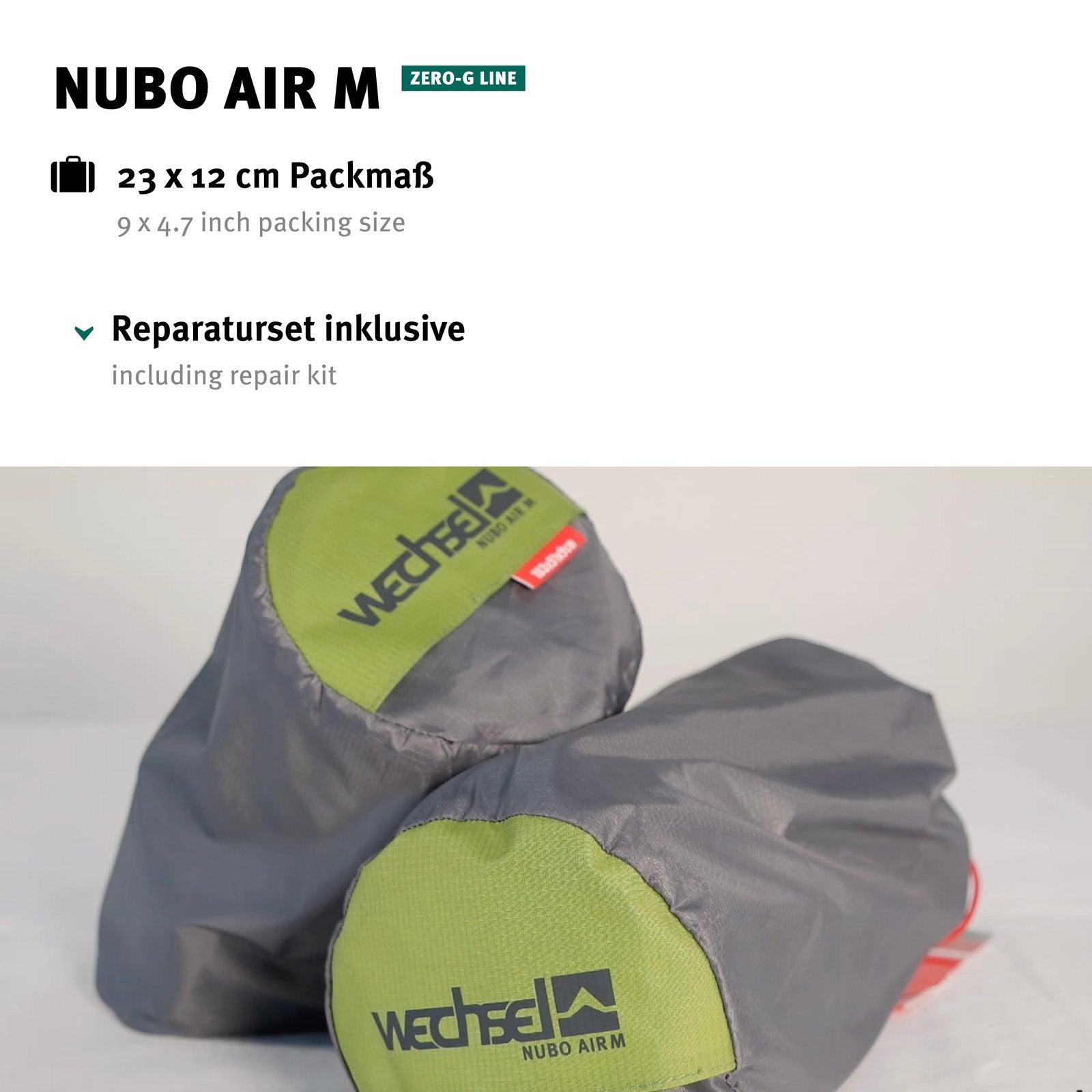 WECHSEL Trekking Isomatte Nubo Air M Luftbett Ultra Leicht Pumpe Baumwolle 0,6kg