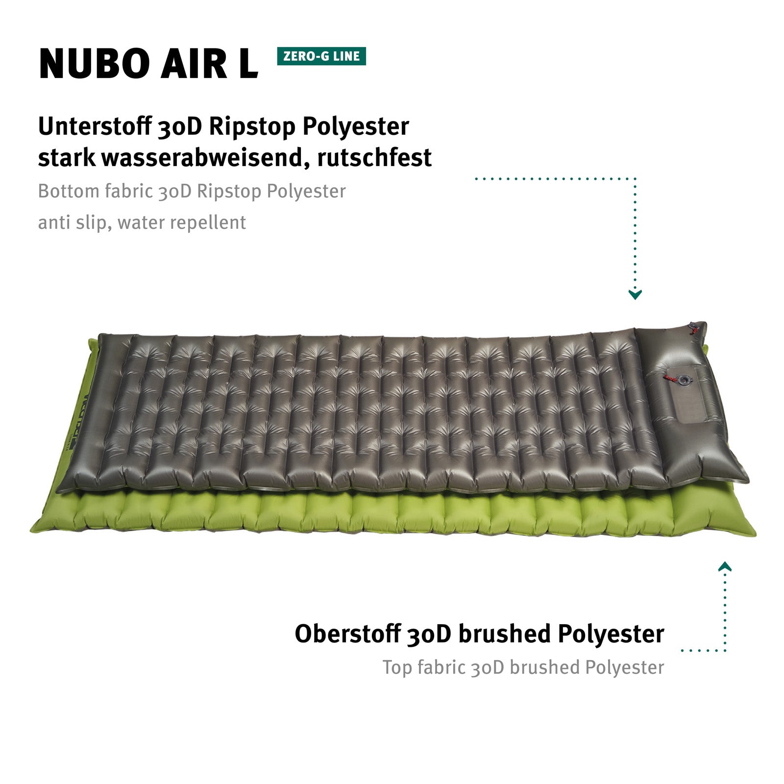 WECHSEL Trekking Isomatte Nubo Air L Luftbett Ultra Leicht Pumpe Baumwolle 0,9kg