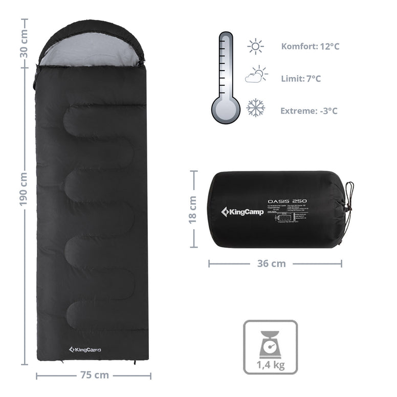 KINGCAMP Blanket Sleeping Bag Oasis 250 Summer Camping Outdoor 2.2m Long & Wide -3°C