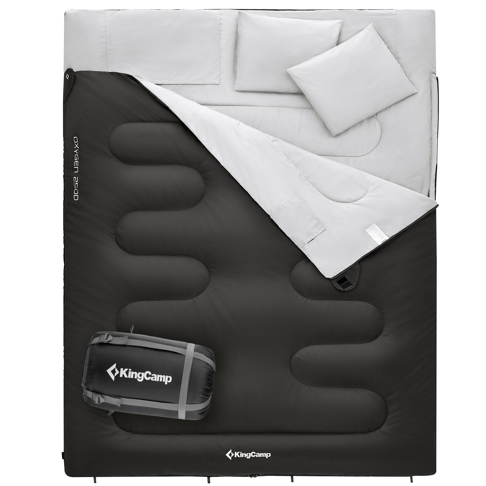 Sac de couchage couverture KINGCAMP Oxygen 250 D Sac de couchage double 2 personnes XL long -3°C