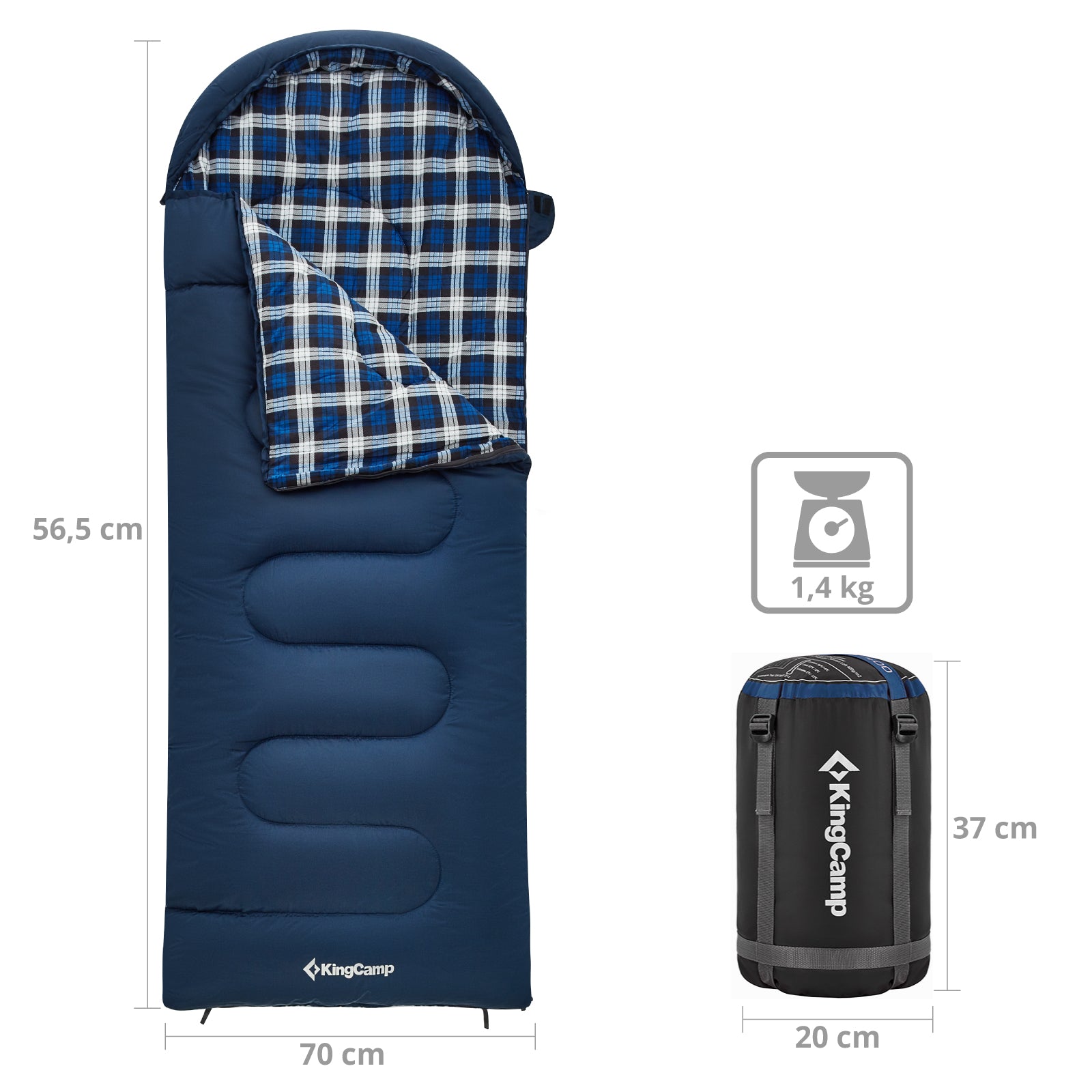 KINGCAMP Children's Sleeping Bag Cloud 300 Winter Blanket Sleeping Bag XL Wide Cotton