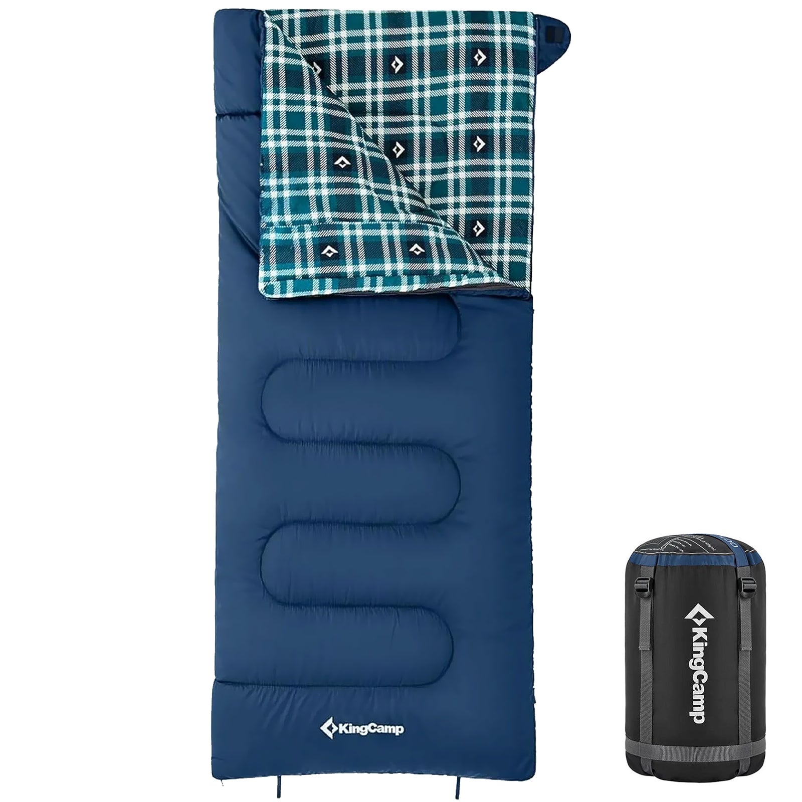 KINGCAMP Deckenschlafsack Snowflake 400 Winter Schlafsack XL Breit Baumwolle -15