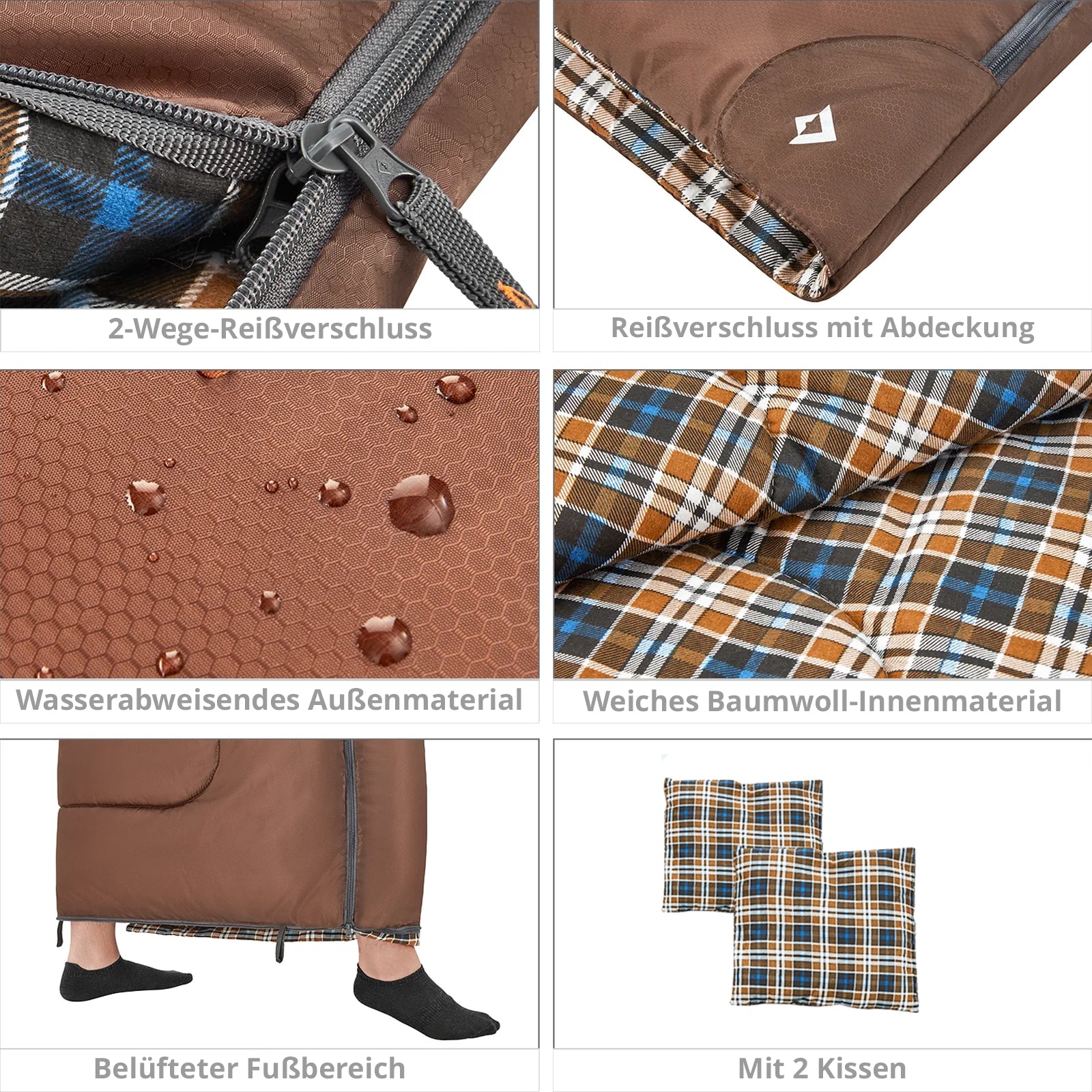 Sac de couchage KINGCAMP Snowflake 300D pour 2 personnes, sac de couchage double long -13°C