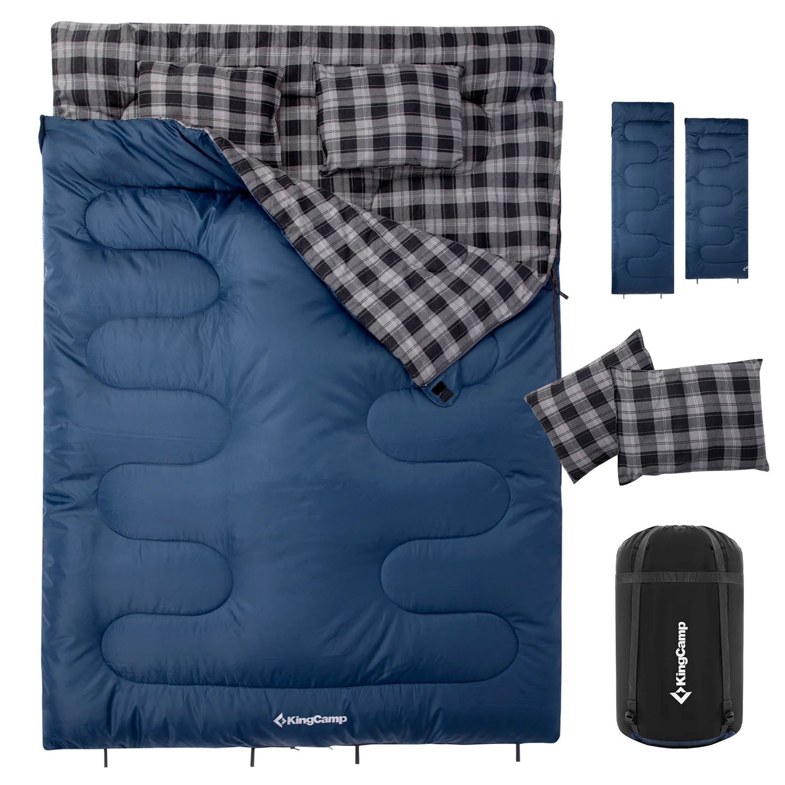 KINGCAMP Deckenschlafsack Snowflake 300D 2 Personen Doppel Schlafsack Lang -13°C