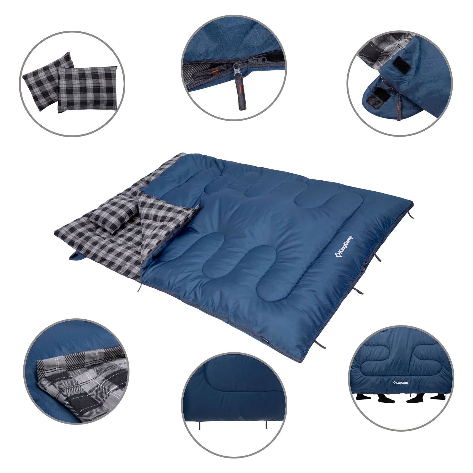 KINGCAMP Deckenschlafsack Snowflake 300D 2 Personen Doppel Schlafsack Lang -13°C