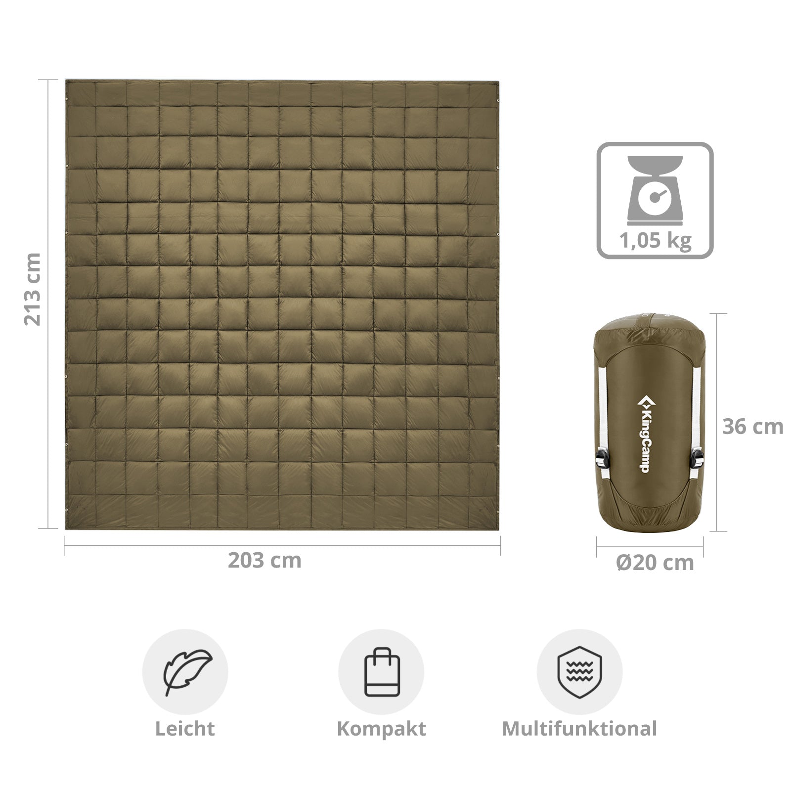 Couverture de camping KINGCAMP Smart 1100, tapis de pique-nique, de plage, de parc, de voyage légère
