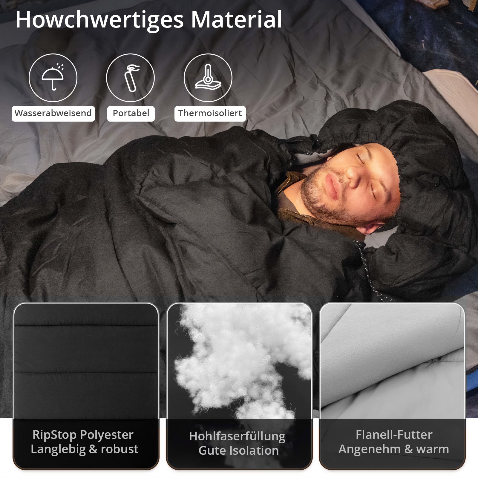 KINGCAMP Deckenschlafsack Bedfort Winter Schlafsack XL Lang Breit Baumwolle -15°
