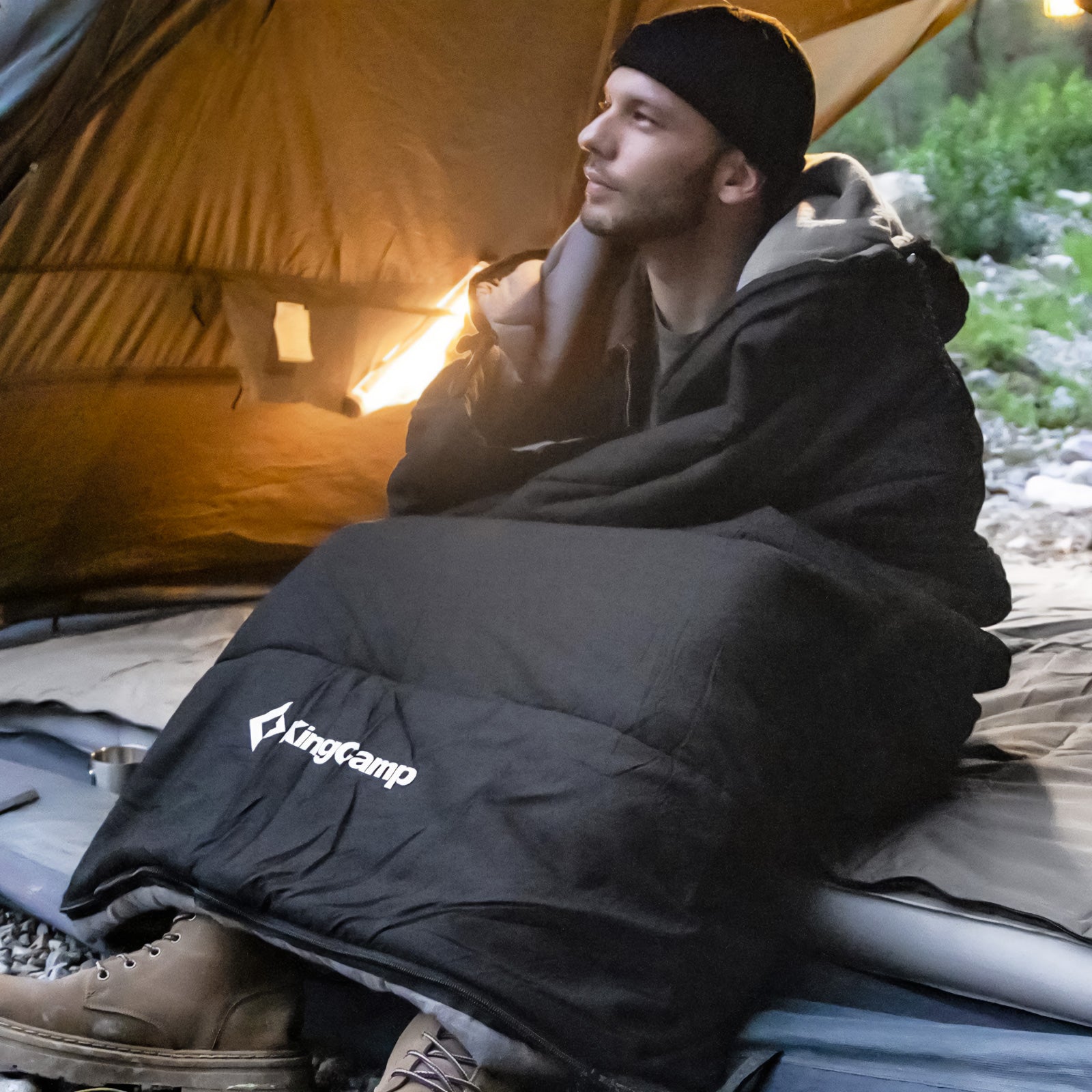 KINGCAMP Deckenschlafsack Bedfort Winter Schlafsack XL Lang Breit Baumwolle -15°