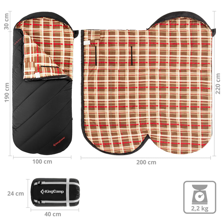 KINGCAMP Deckenschlafsack Freespace 300 Winter Schlafsack XL Breit Baumwolle -13