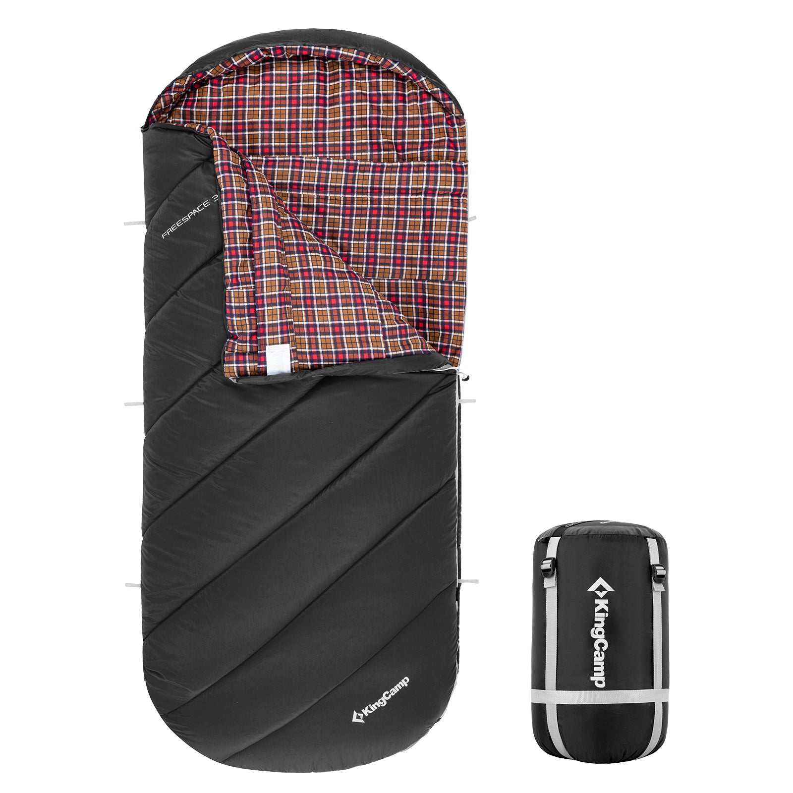 KINGCAMP Deckenschlafsack Freespace 350 Winter Schlafsack Breit Baumwolle -17°C
