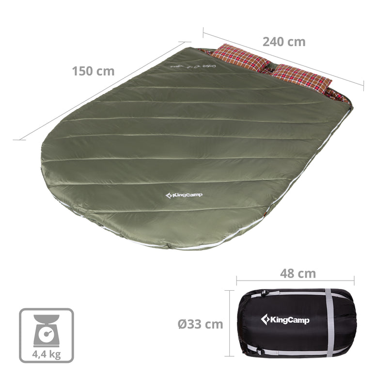 KINGCAMP Deckenschlafsack Freespace Double 2 Personen Doppel Schlafsack  -8°C
