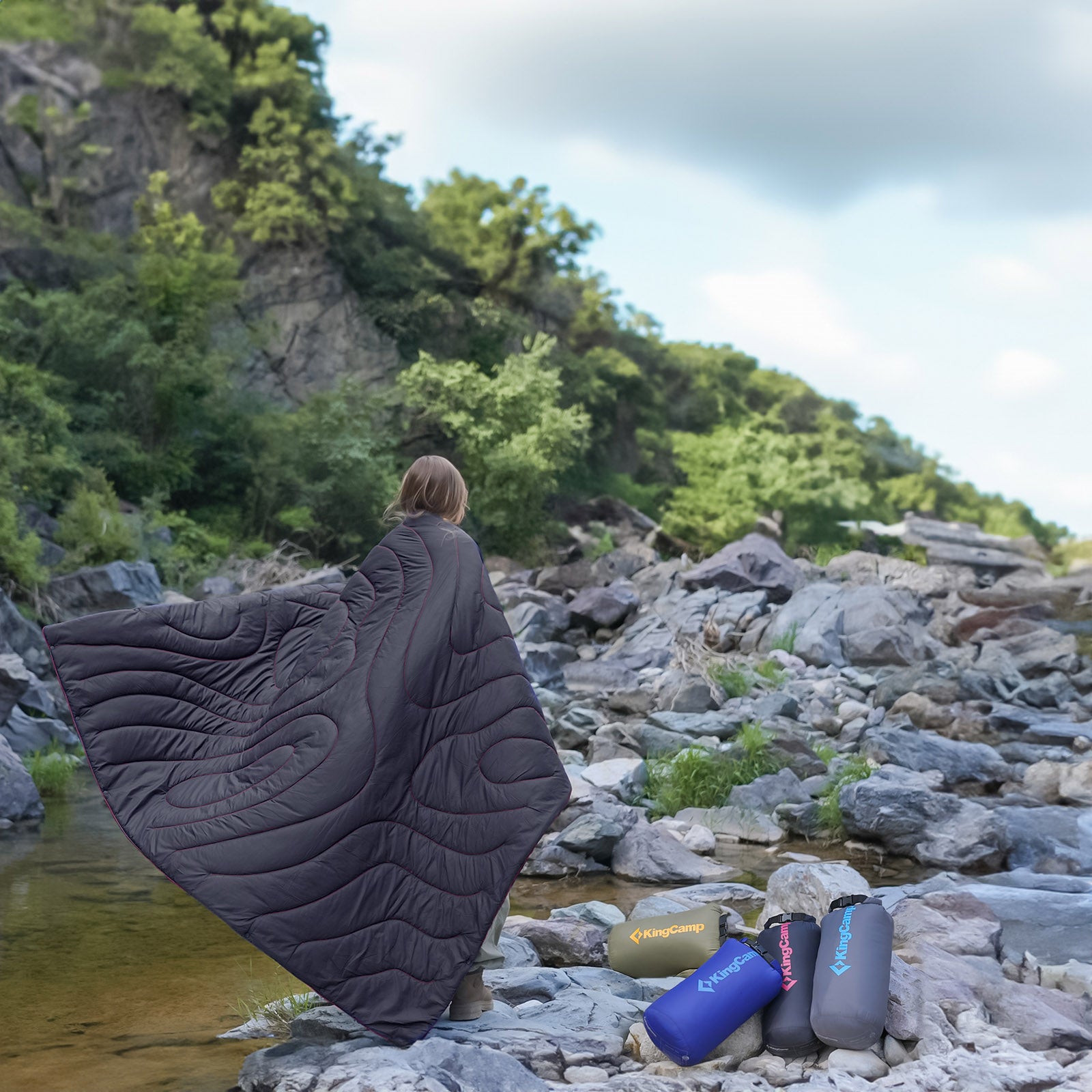 KINGCAMP Camping Blanket Contour Picnic Beach Mat Park Blanket Lightweight Travel