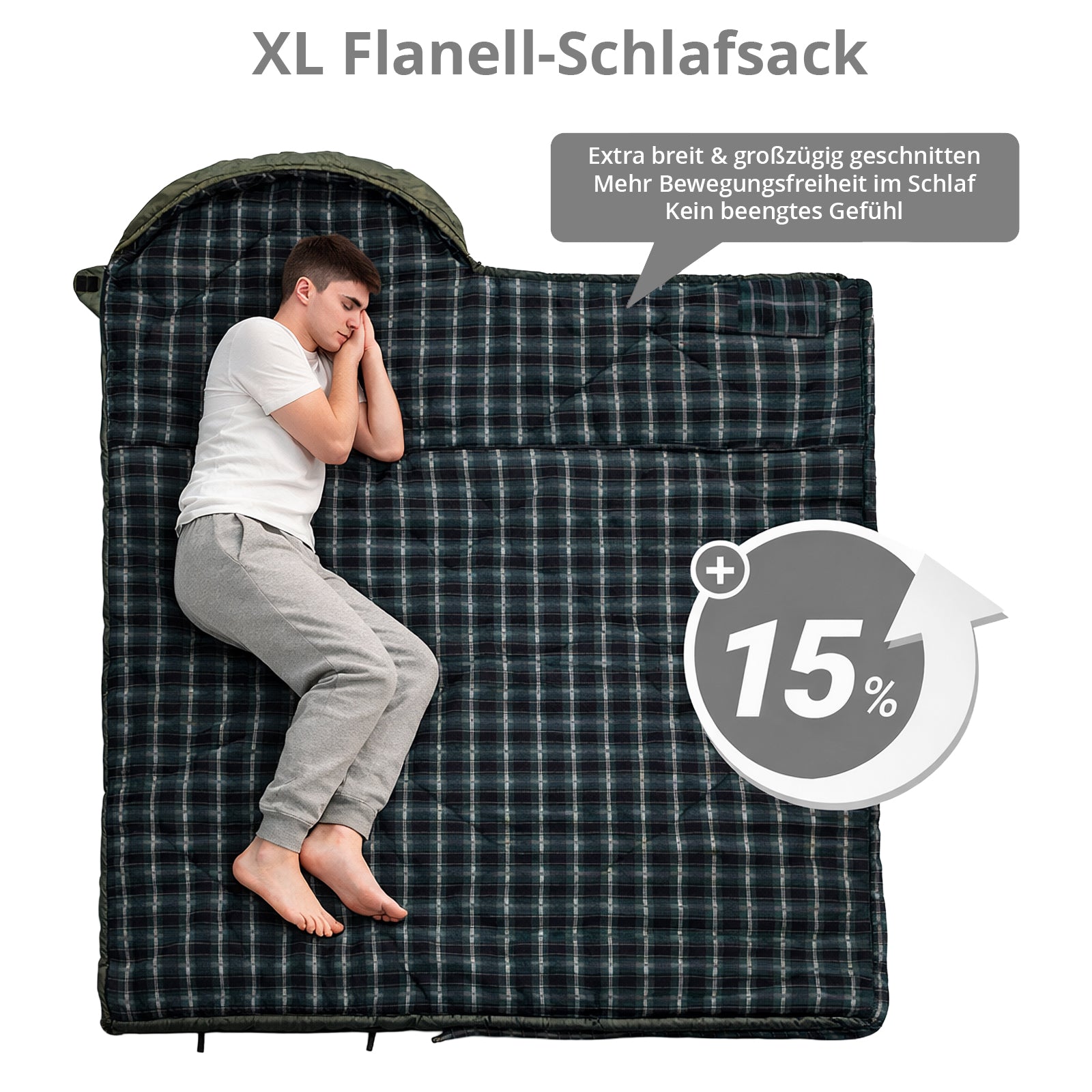 KINGCAMP Deckenschlafsack Gale 300 Schlafsack XL Lang Breit Baumwolle -13°C