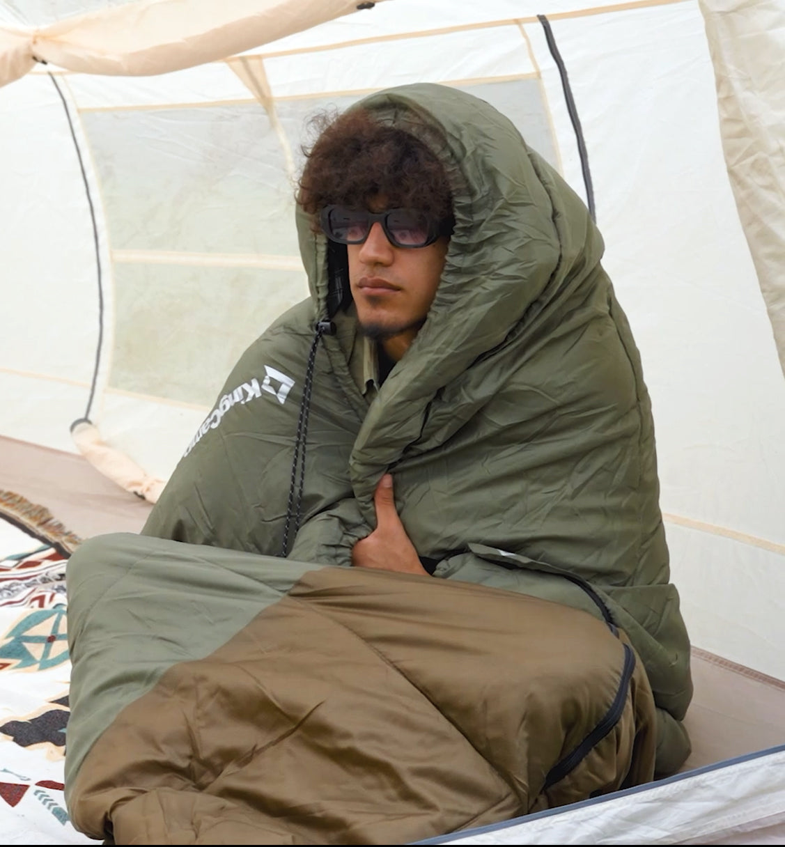 KINGCAMP Deckenschlafsack Gale 300 Schlafsack XL Lang Breit Baumwolle -13°C
