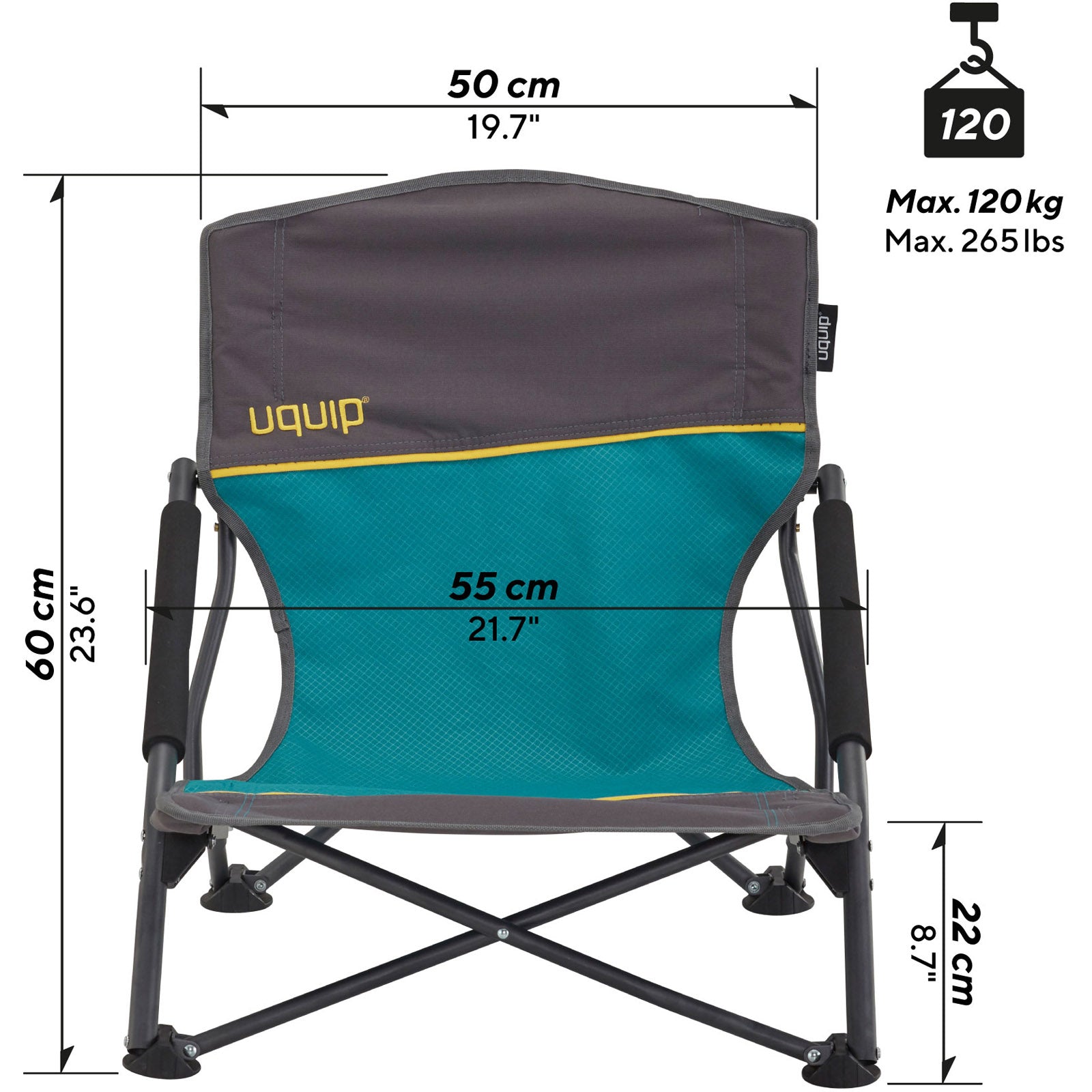 UQUIP Beach Chair Sandy Camping Chair Folding Chair Foldable Low 120 kg