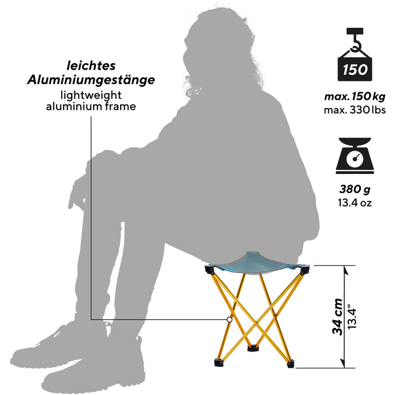UQUIP Leichtgewichtshocker Trinity L Mini Dreibein Hocker Campinghocker 120 kg