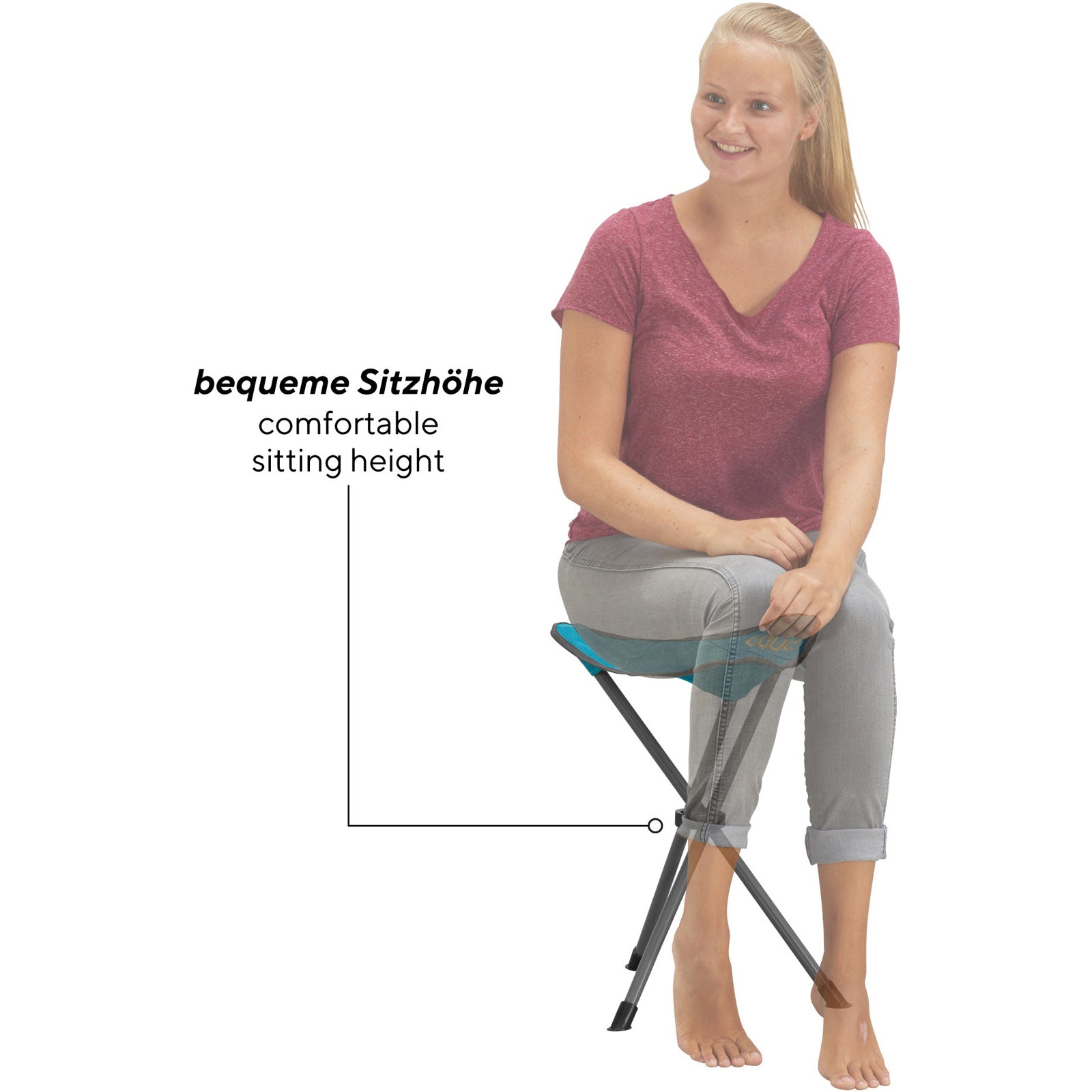 Tabouret trépied pliable UQUIP Darcy XL, tabouret de camping pliable et léger, capacité de charge : 100 kg