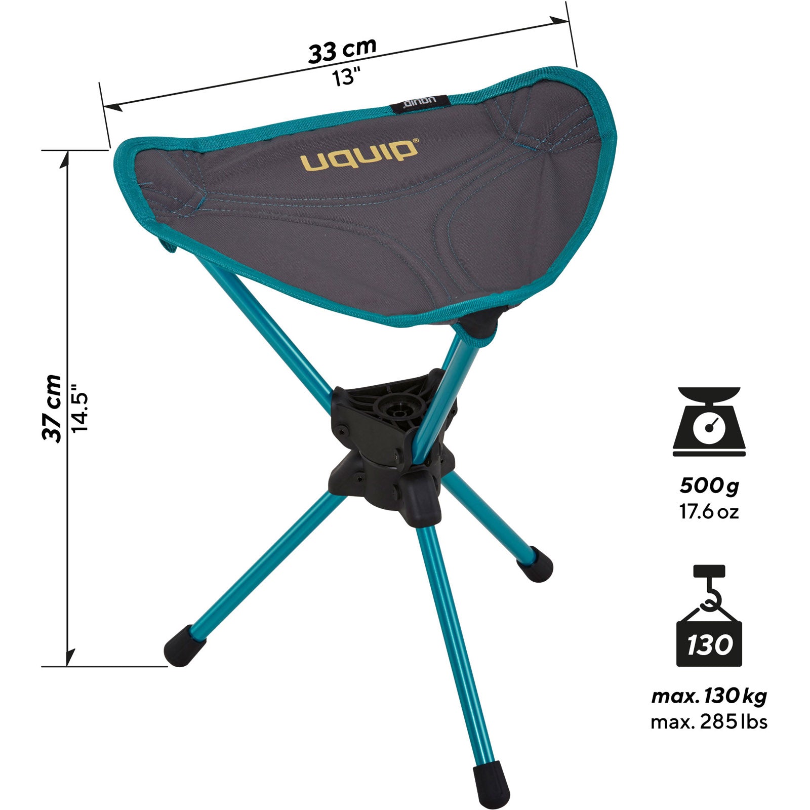 Uquip Campinghocker Three Sixty Mini 360° Leichtgewichts Dreibein Hocker 130 kg