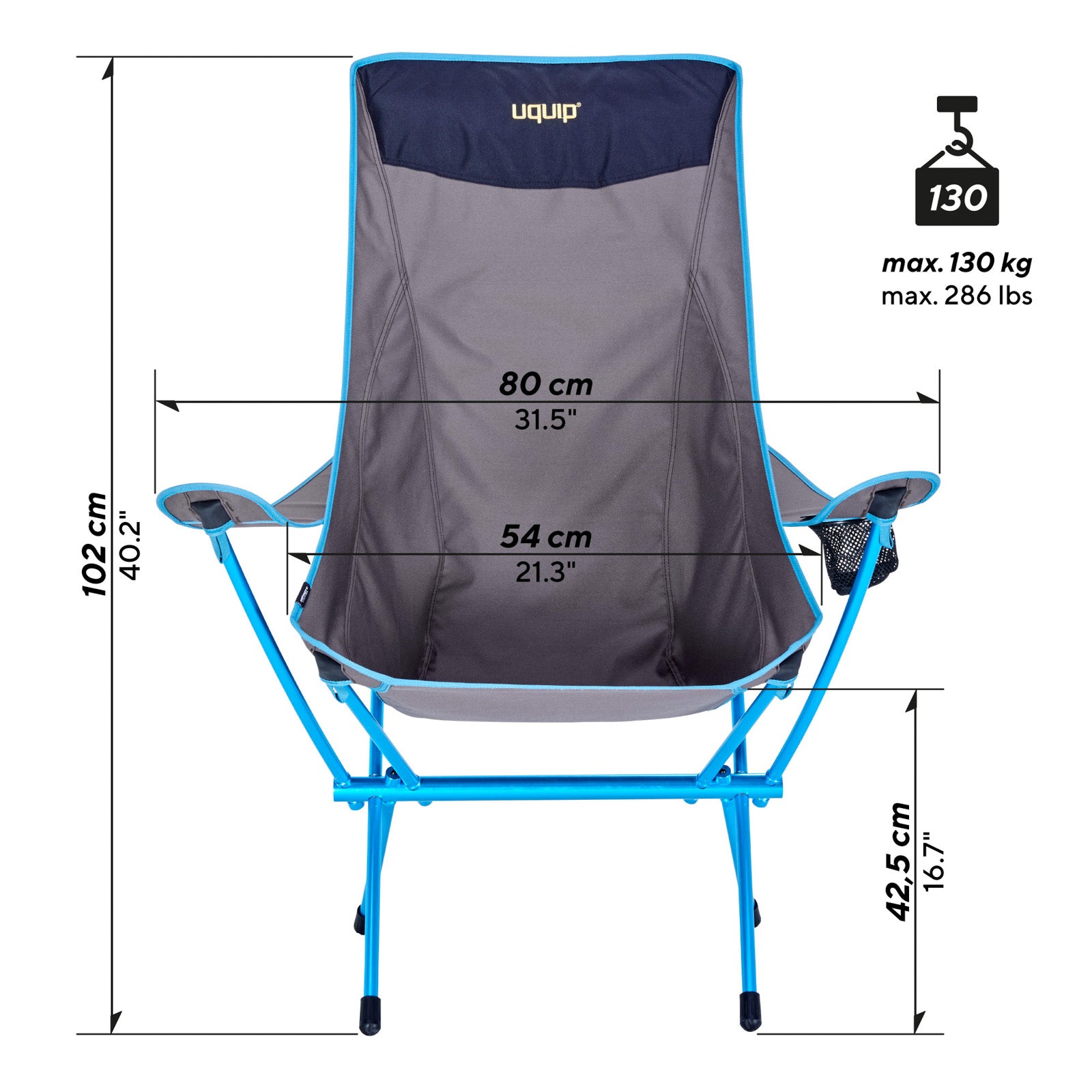 UQUIP Camping Chair Infinity Lounger Lightweight Chair Ultralight Aluminium 130 kg