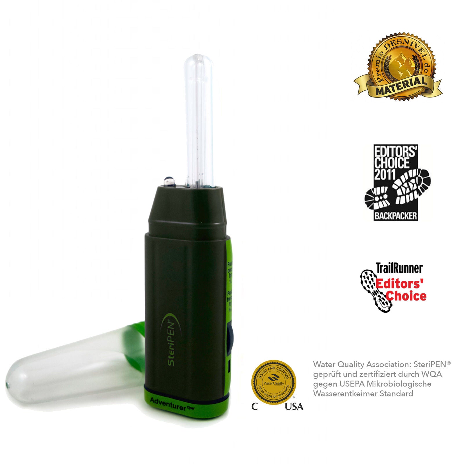 SteriPEN Adventurer Opti UV-waterfilter, draagbare waterzuiveraar, USB-oplaadbaar