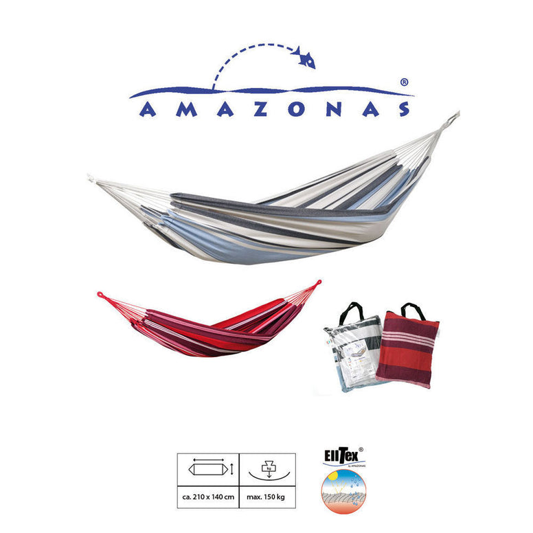 Hamac de voyage en tissu AMAZONAS Salsa XL, résistant aux intempéries, simple, pour jardin, camping, 150 kg